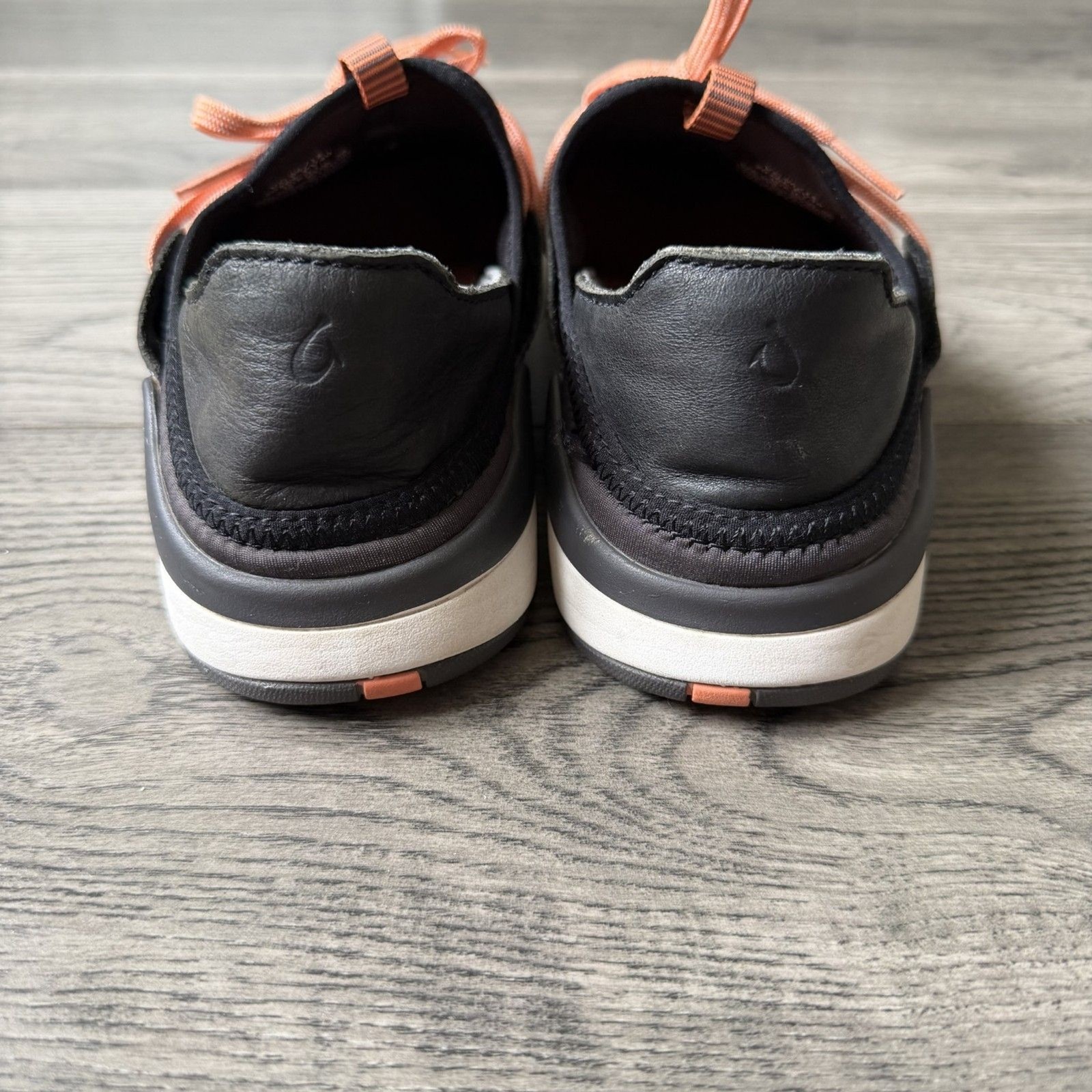OluKai Mikili Waterproof Slip On Sneakers Black Coral Orange Women’s Size 8