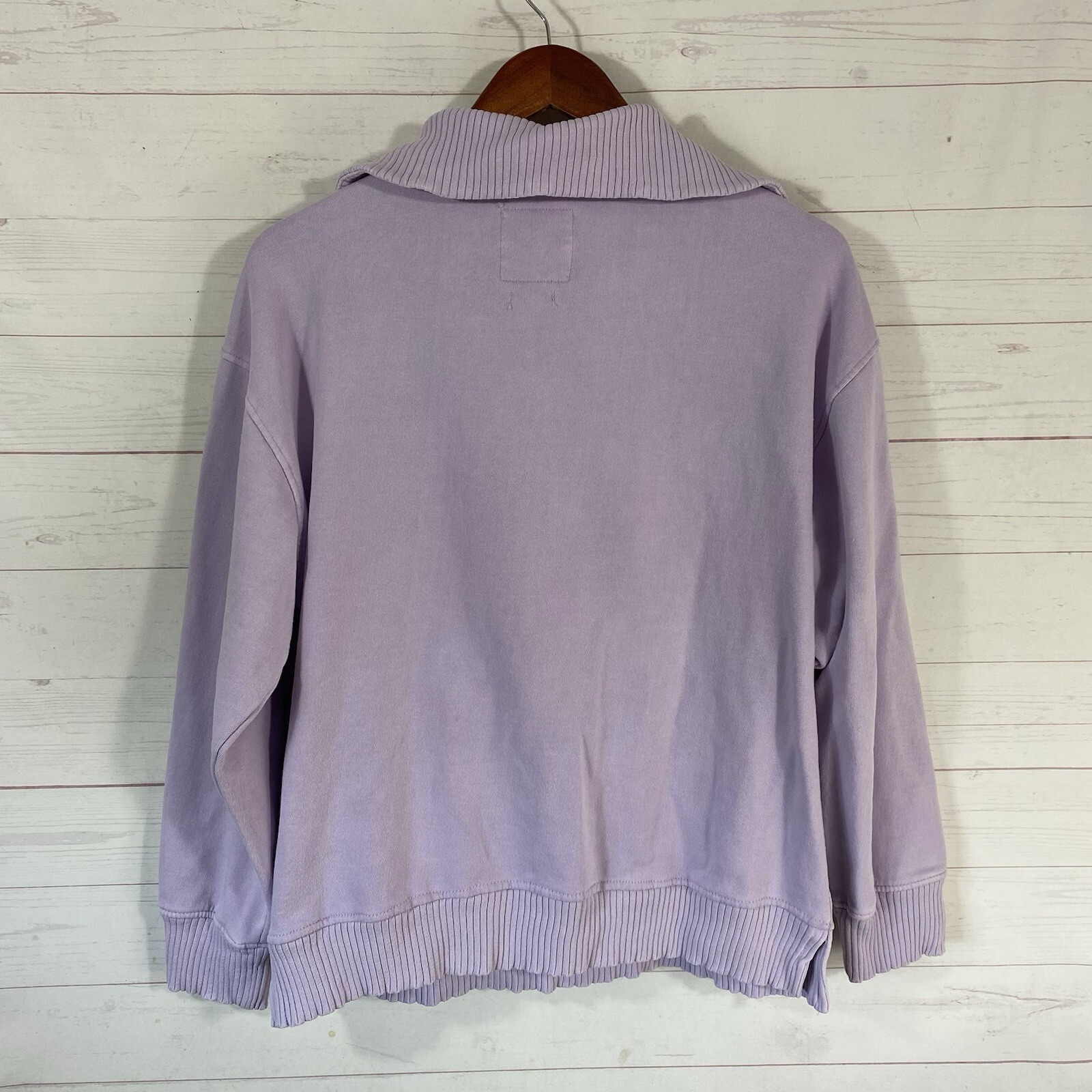 C&C Womens Sunwashed 1/4 Zip Pullover Sweatshirt Sz M Lavender Long Sleeve