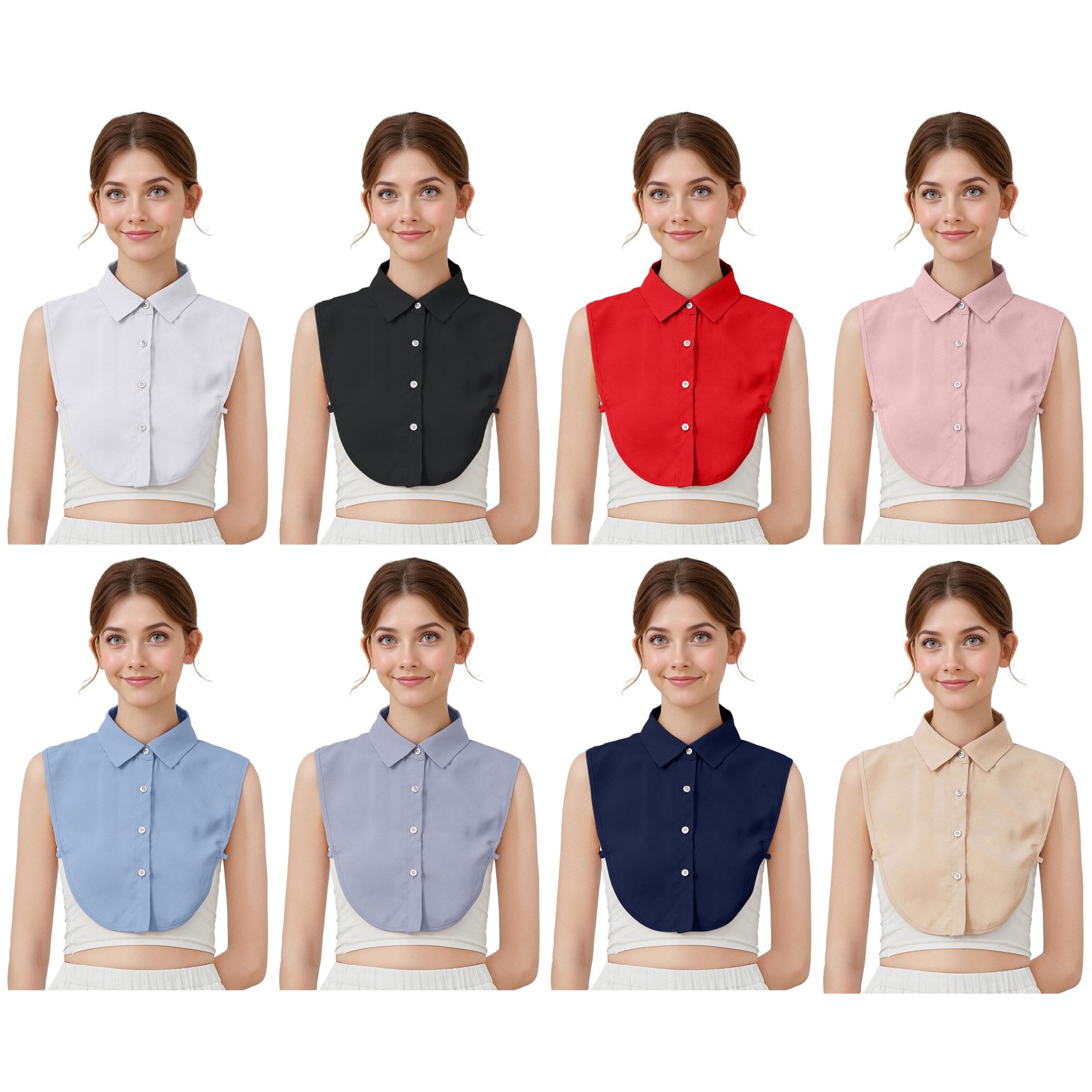 Womens Detachable Collar Blouse Turn Down Collar Faux False Collar Half Shirts