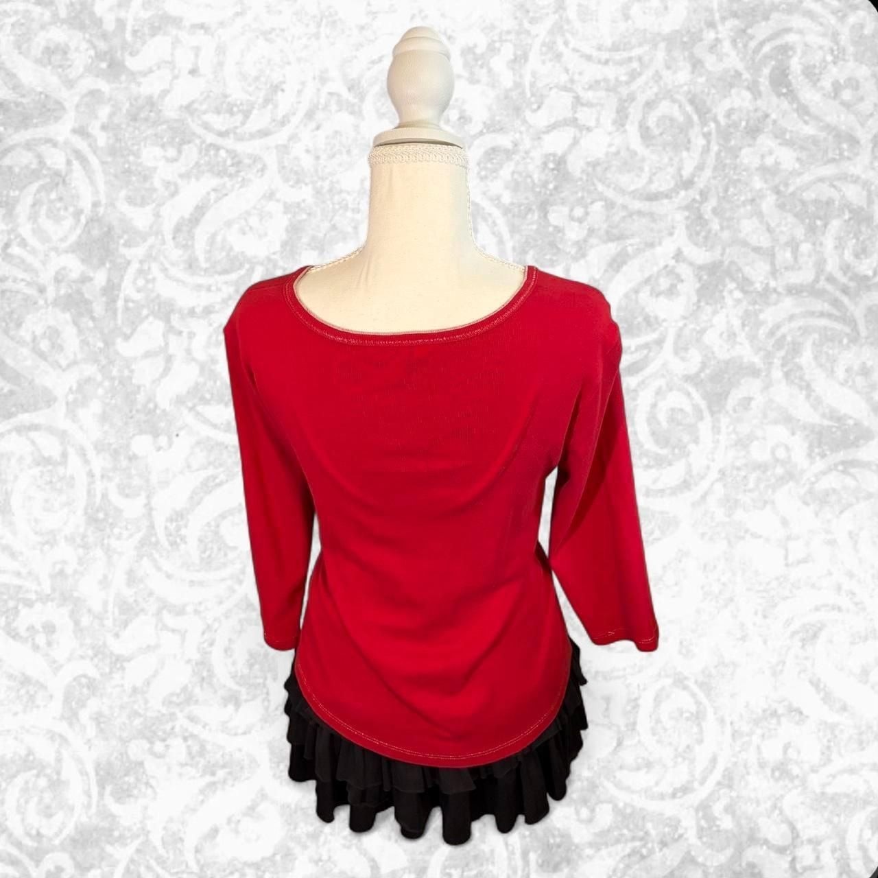 Christopher & Banks Red Snowflake Rhinestone Henley Top