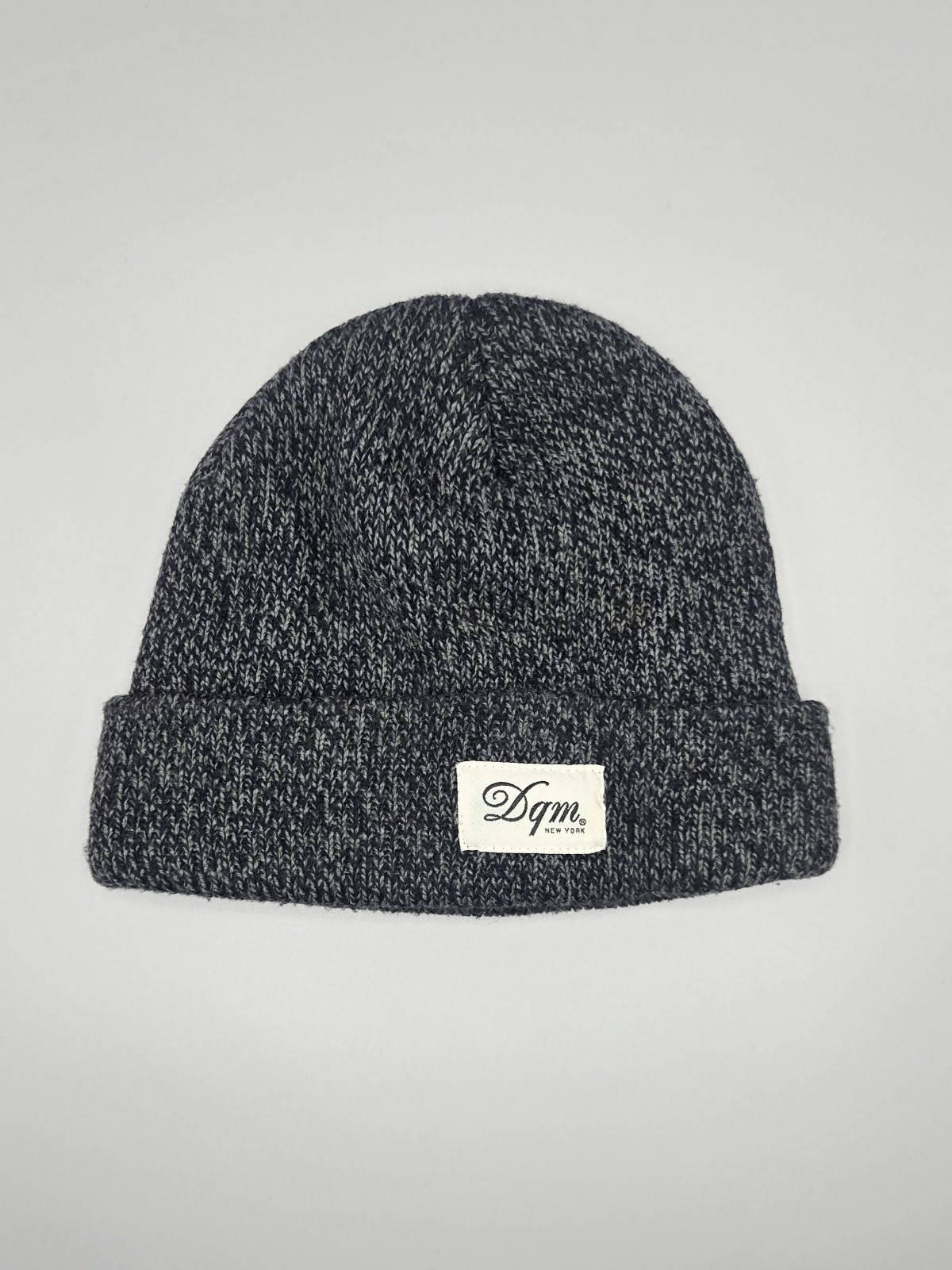 DQM New York Mens Grey Black Knit Cuffed Beanie Hat Streetwear Skate One Size