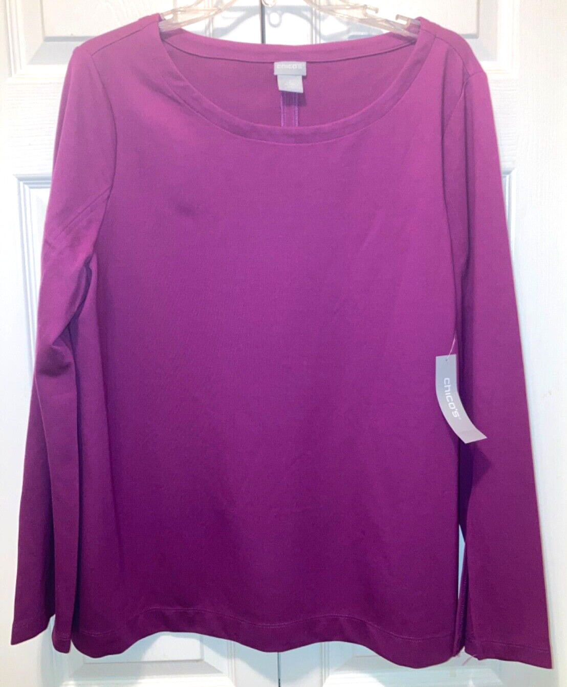 NEW $79.50 Tag Chico’s Woman’s Fuchsia Rayon Nylon Spandex Tunic Top Size 2 Or L