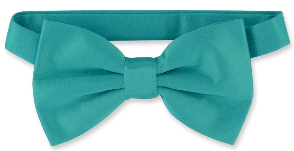 Vesuvio Napoli BOWTIE Solid TEAL Color Mens Bow Tie for Tuxedo or Suit