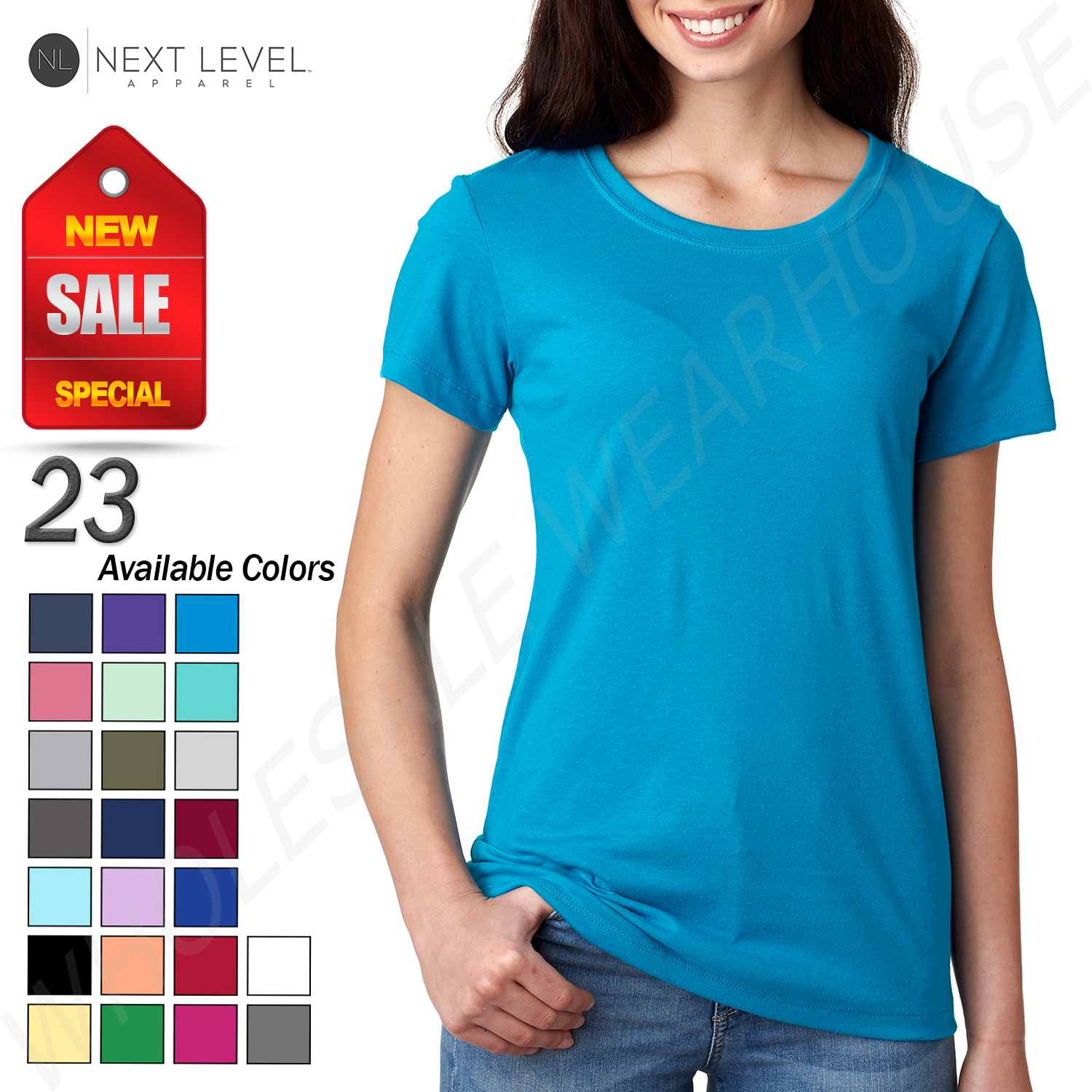 NEW Next Level Ladies Light Weight Crewneck Ideal T-Shirt M-N1510