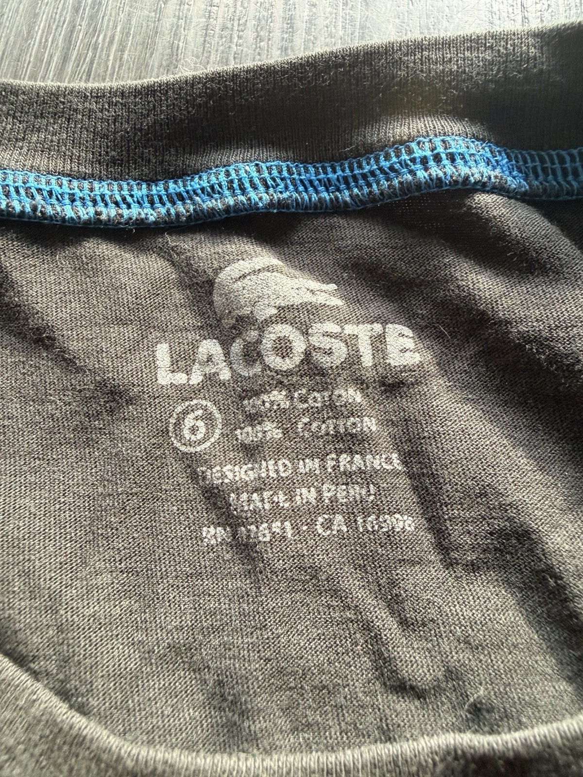 Lacoste Classic Crewneck Graphic Logo T-Shirt Charcoal Grey Size 6 XL