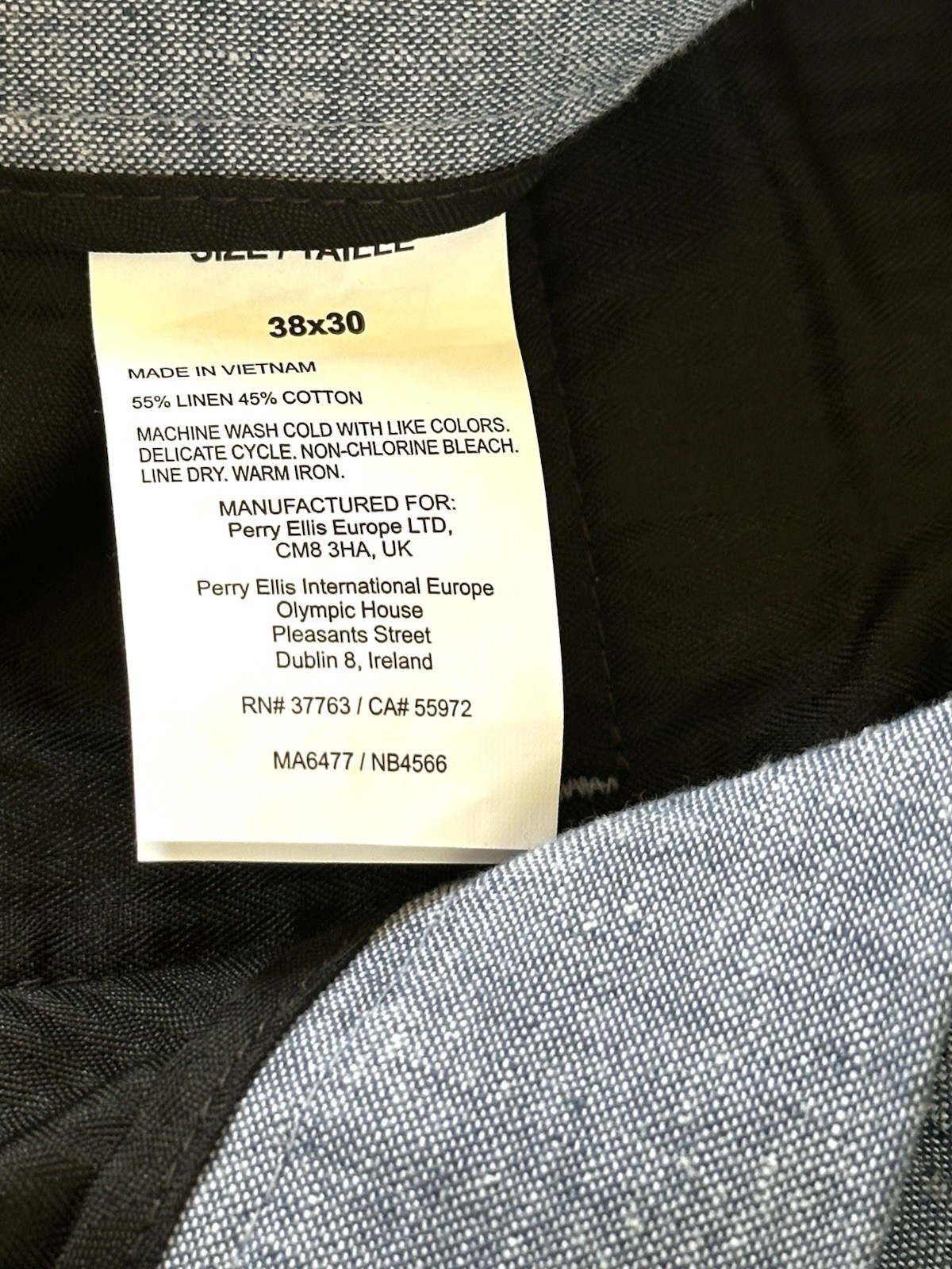 Perry Ellis Portfolio Linen Pants Slim Fit Bay Blue Size 38 x 30 Retail $95