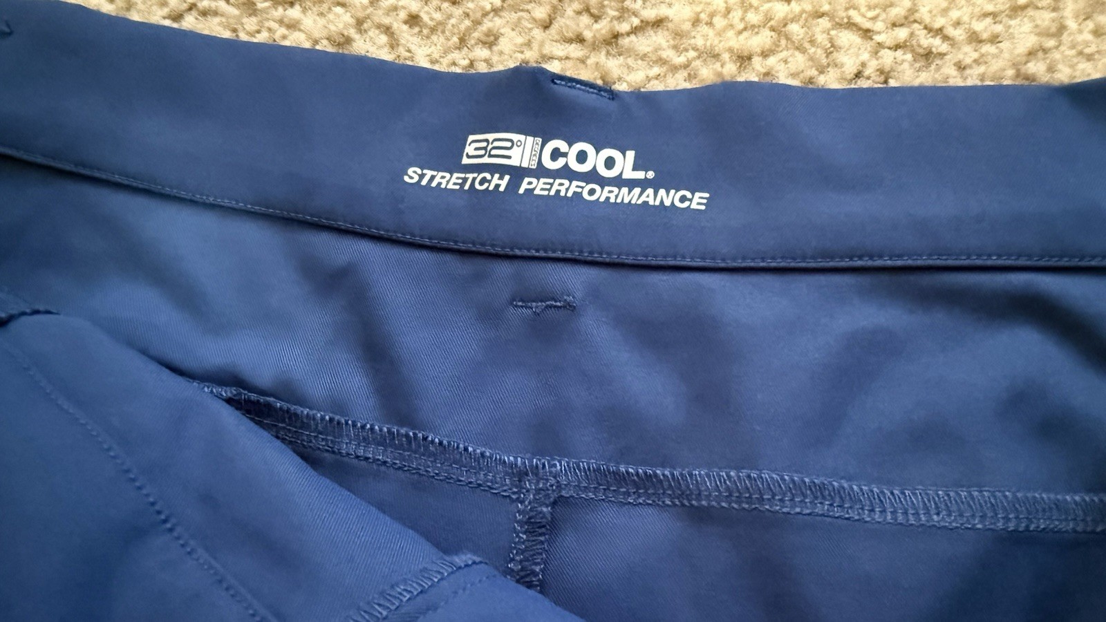 32 Degrees Men’s Stretch Twill Bermuda Shorts Blue Solid Flat Front Zip