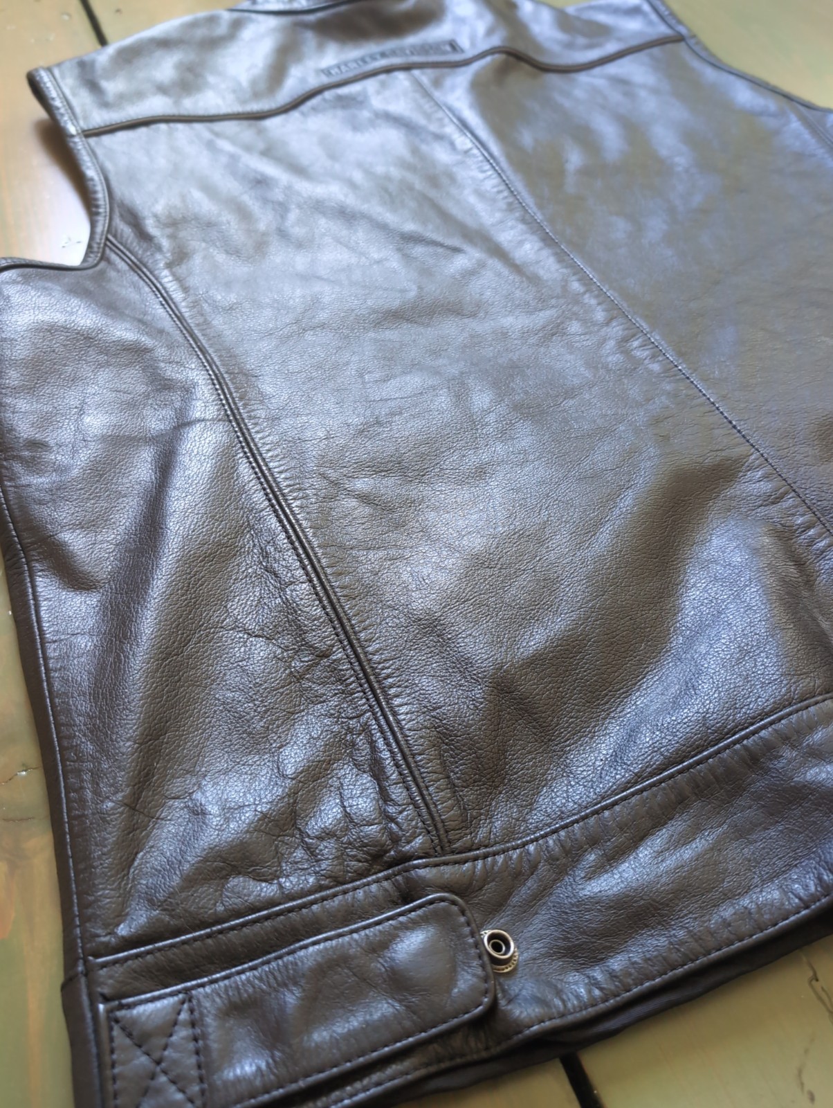 Harley Davidson 2XL Men’s FOSTER Black Leather Motorcycle Vest **READ