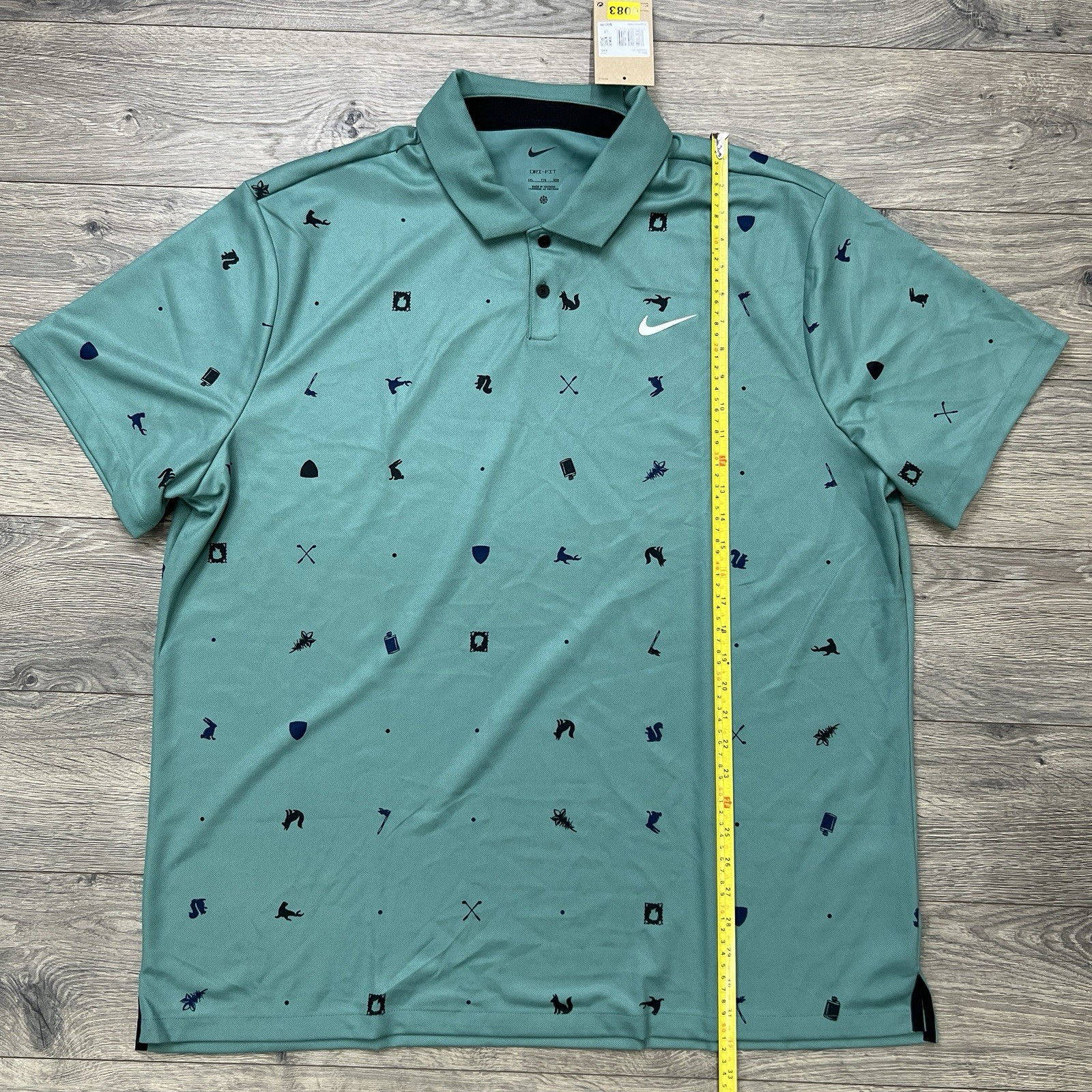 Nike Golf Polo Shirt Size 2XL Mens Dri Fit Tour Novelty Icon Print Short Sleeve