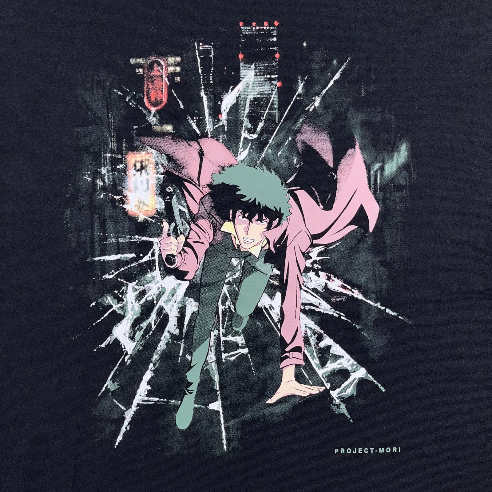 Project Mori x Cowboy Bebop T Shirt Mens Large Black Anime Art Spike Spiegel
