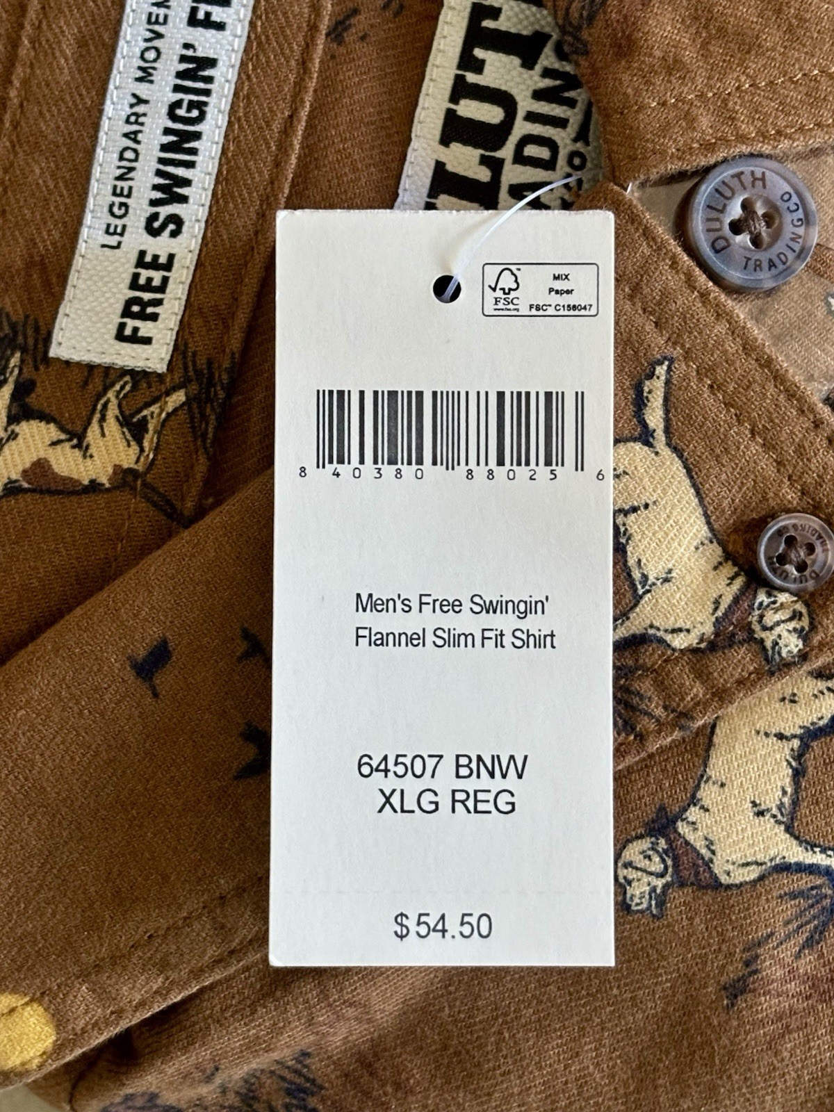 Duluth Trading NWT Free Swingin Flannel Mens XL Slim Fit All Over Dog Print