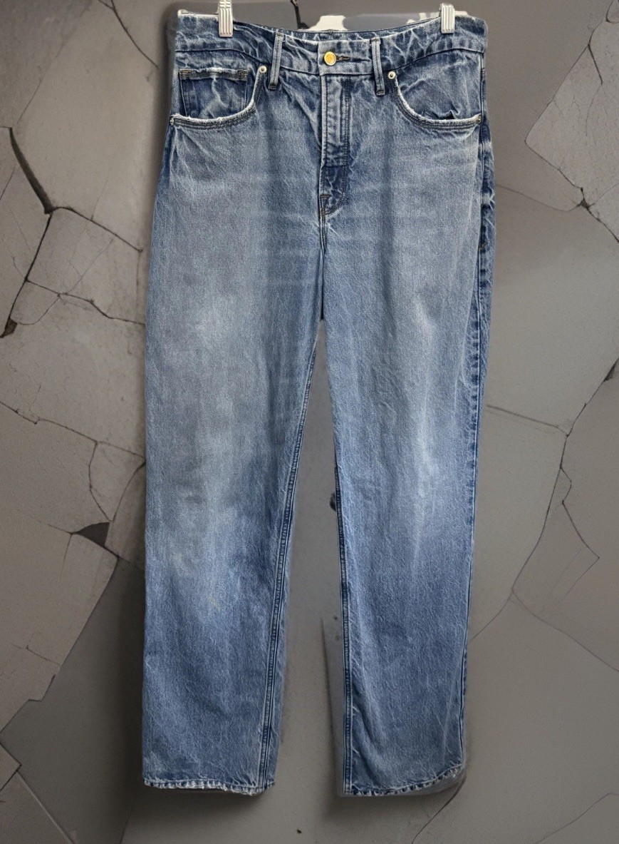 GOOD AMERICAN JEANS 6/28 30×32” Good Ease Indigo Mid Rise Split Hem Wide Leg 90s
