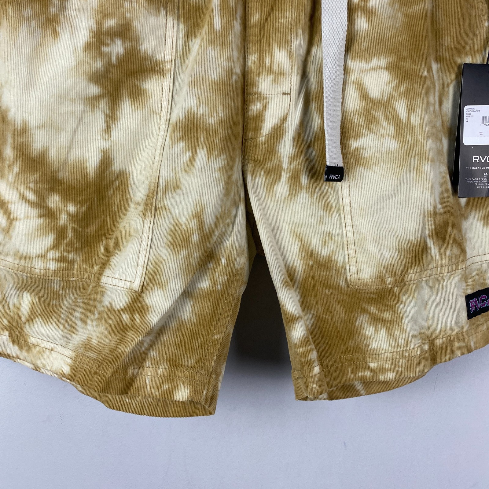 RVCA All-Time Collection Corduroy Shorts Mens Small Civic Bleached Tan Belted