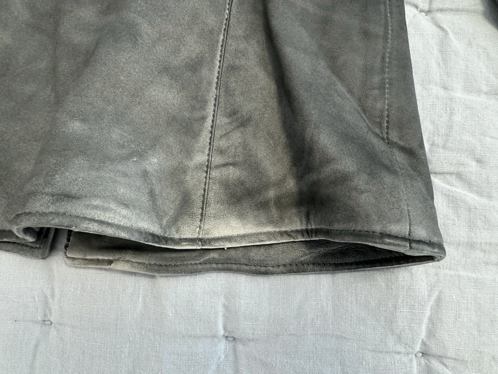 Blanc Noir Women’s Genuine Leather Military Inspired Jacket Grey Small