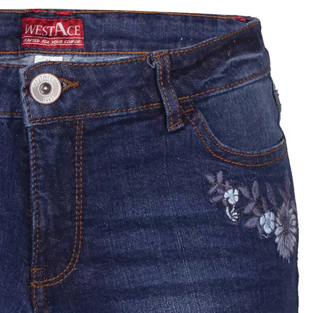 Womens Mid Blue High Waisted Stretch Denim Shorts Summer Hot Pant Multiple Sizes