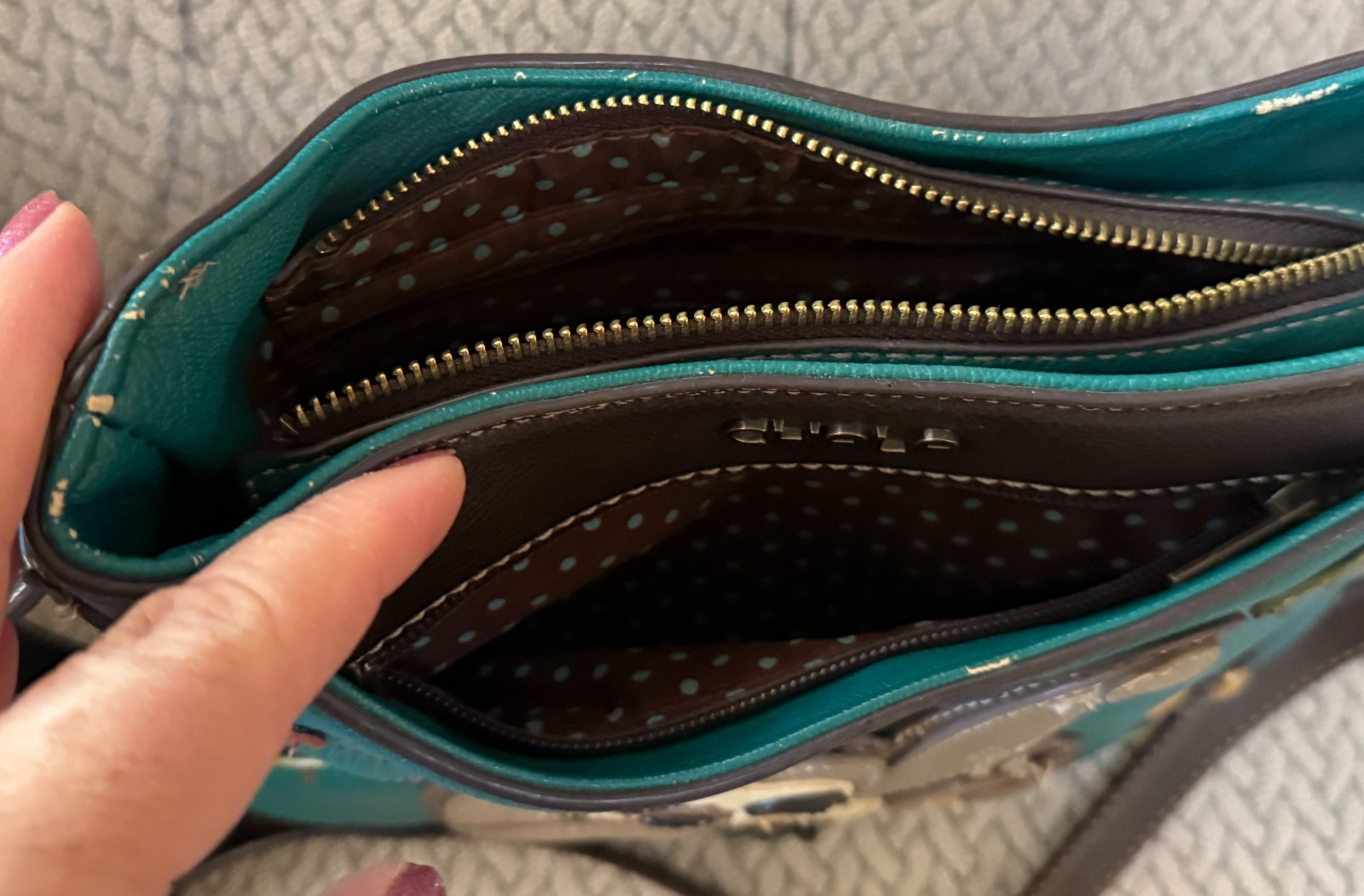 Chala Sloth Crossbody Purse w/Adjustable Strap ~ Teal