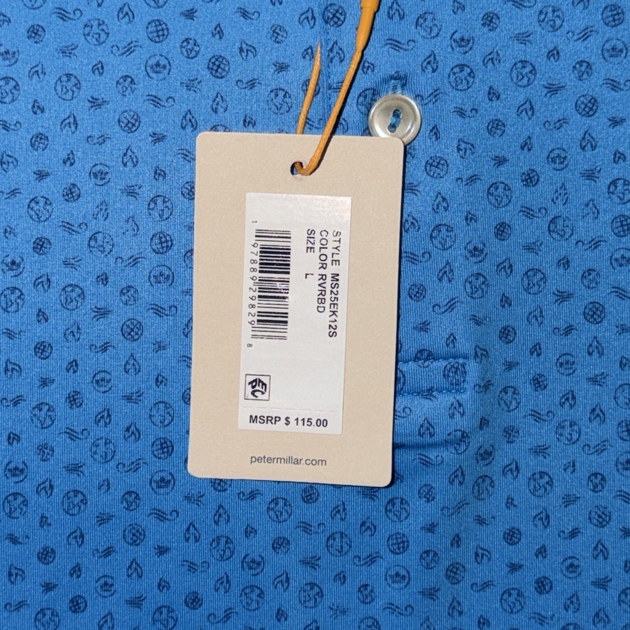 Peter Millar Crown Summer Comfort Performance All Over Logo Polo Shirt Large