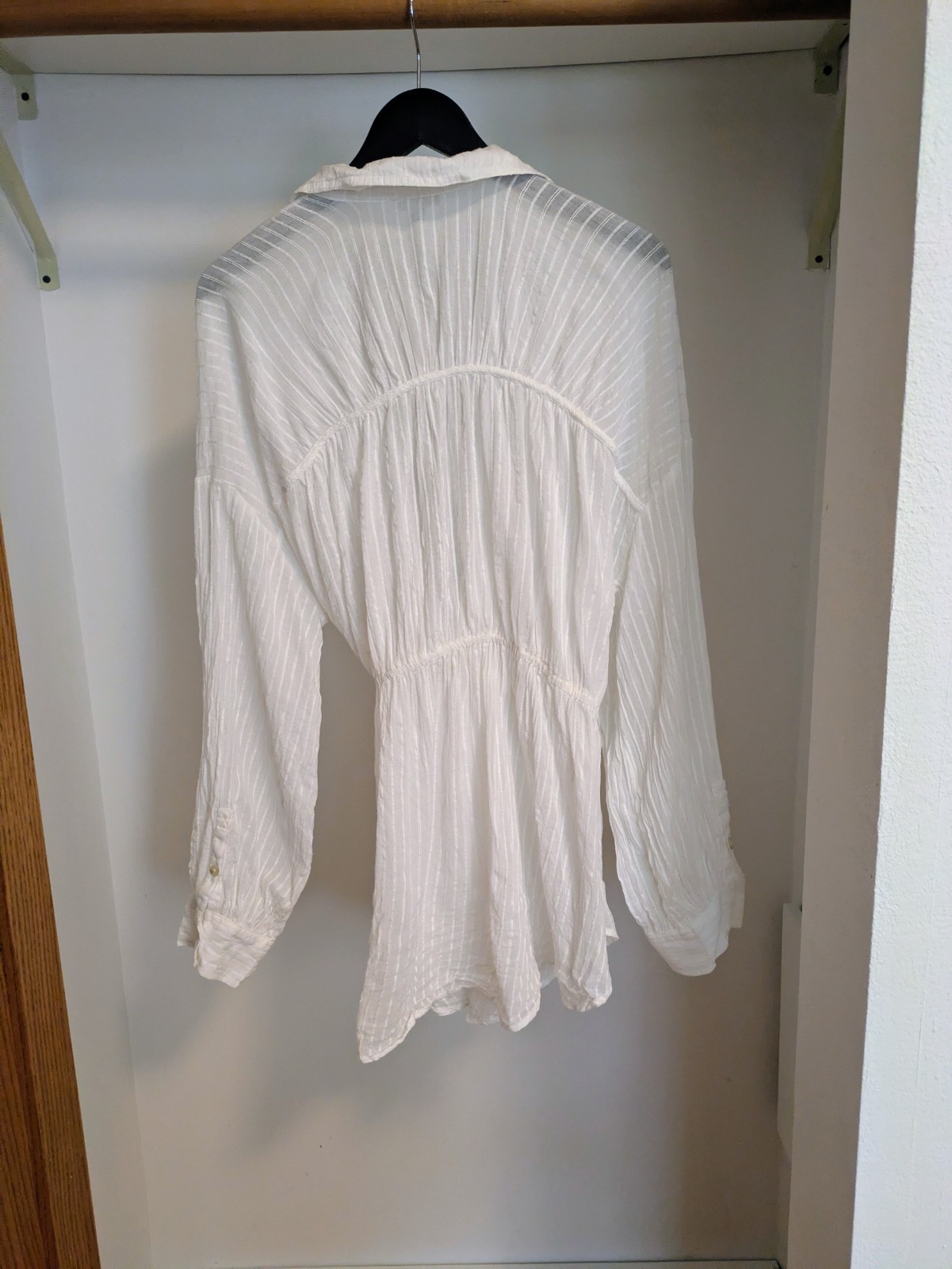 Pilcro White Solid Woven Wrap V-Neck Long Sleeve Tie Blouse Size XL