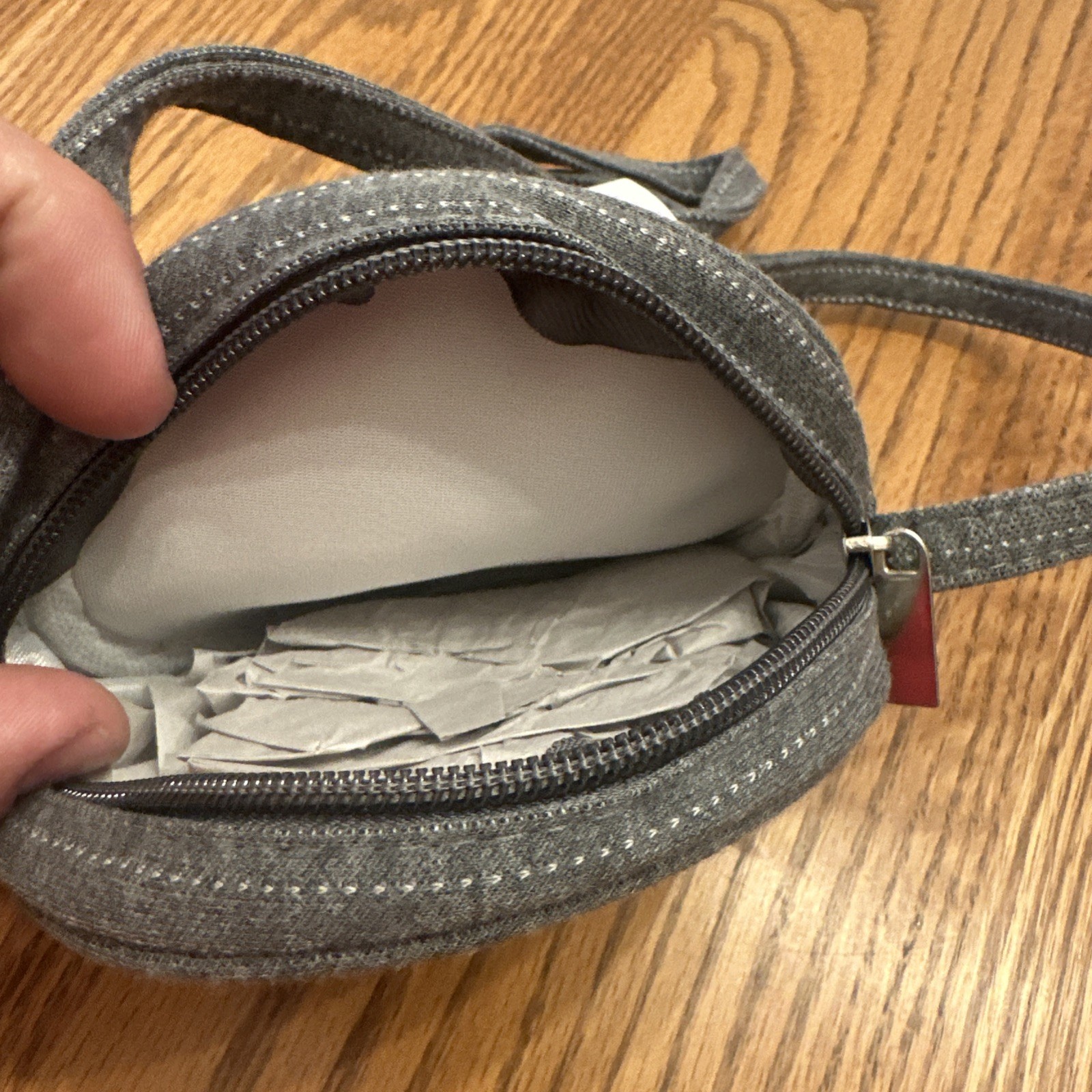 Blossom Blvd circle crossbody bag Canvas Gray Purse Minimalist