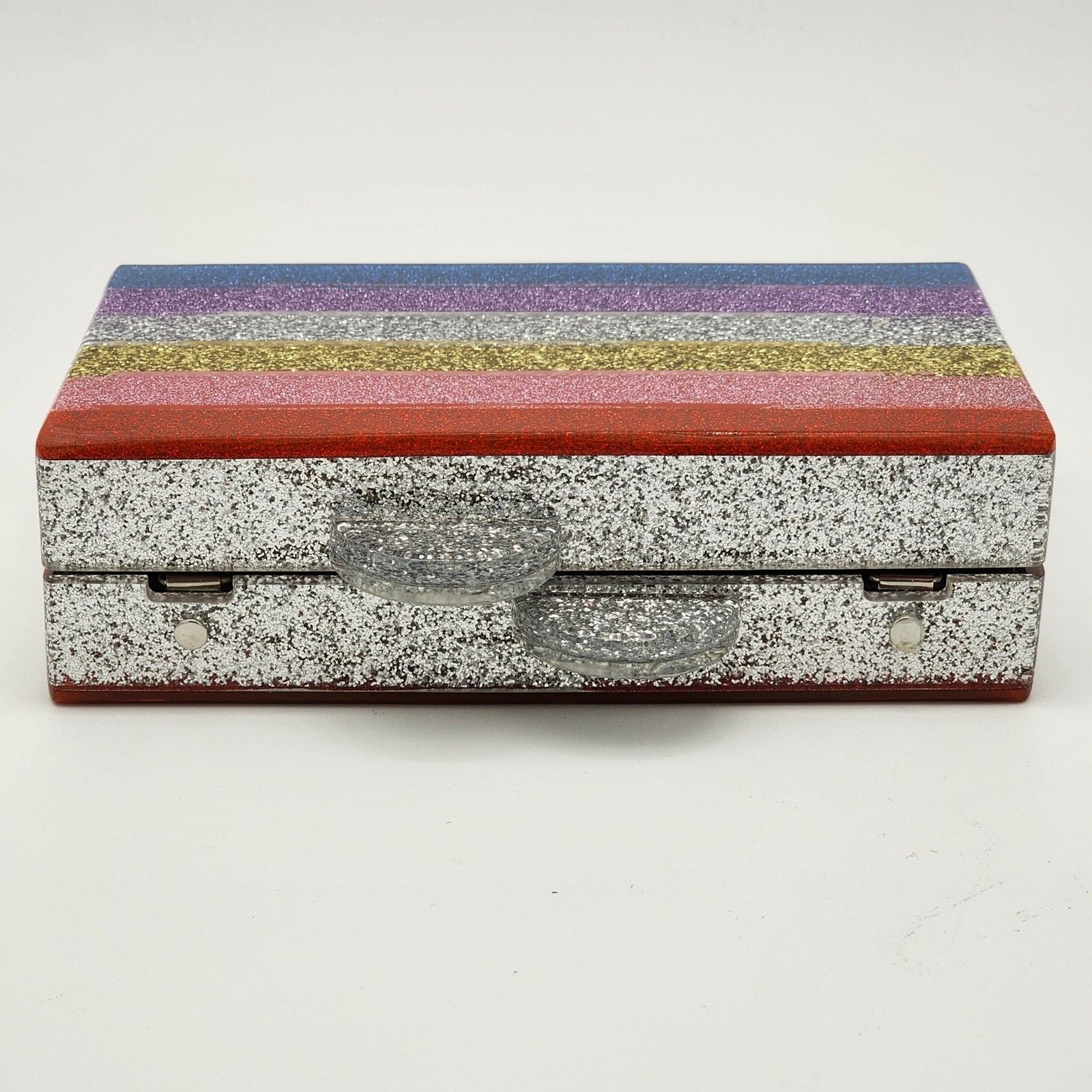 Elizabeth Sutton Collection Acrylic Glitter Rainbow Chain Crossbody Bag Clutch
