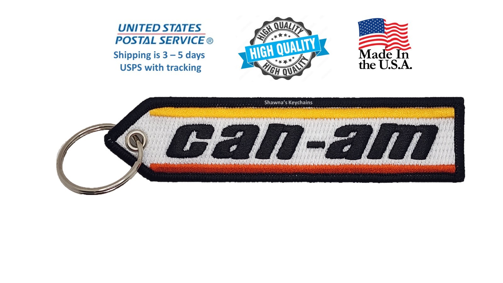 CAN-AM Keychain Double Sided Embroidered Fabric Highest Quality Keyring