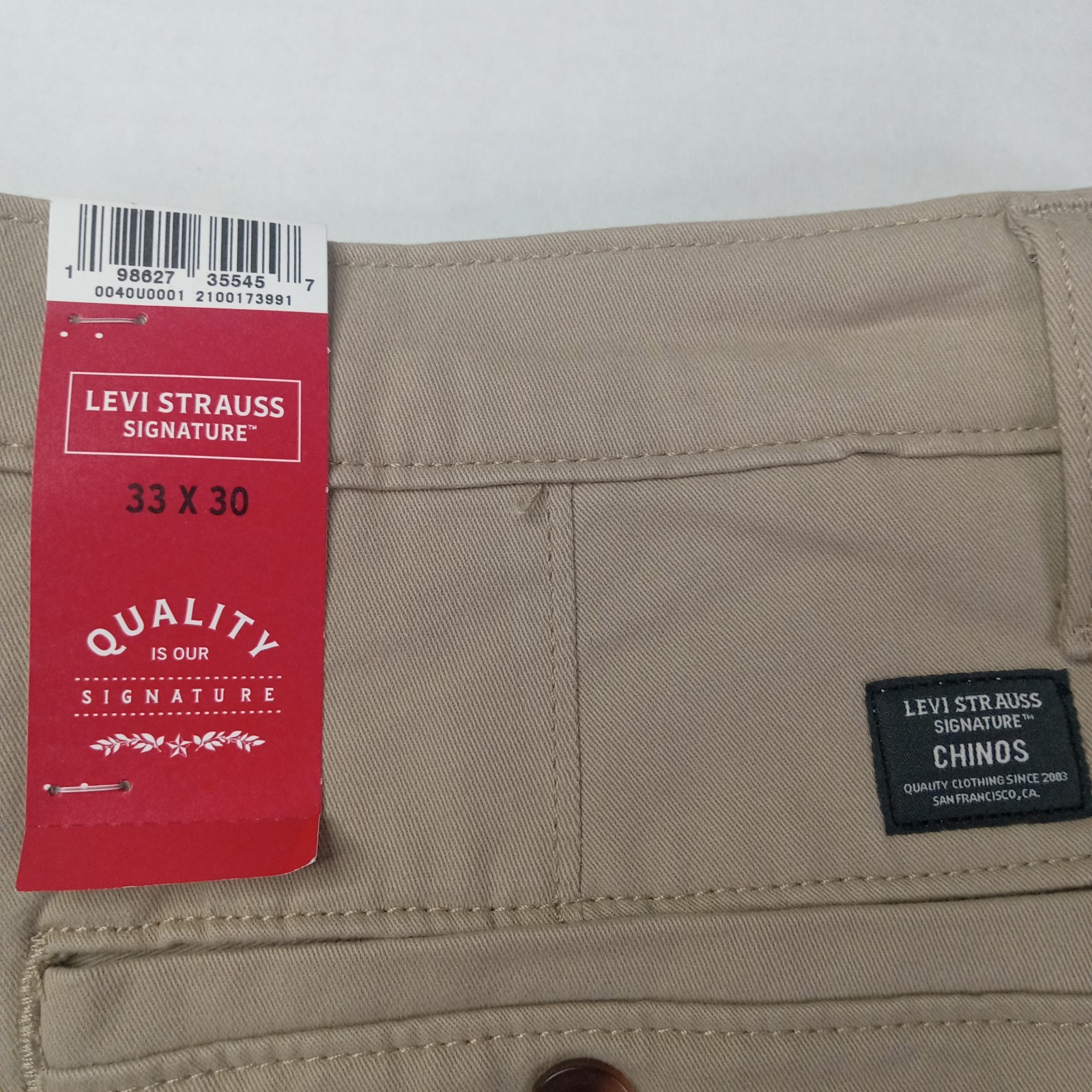 Levi Strauss Signature Essential Straight Leg Chino Pants Men’s Size 33×30 Khaki
