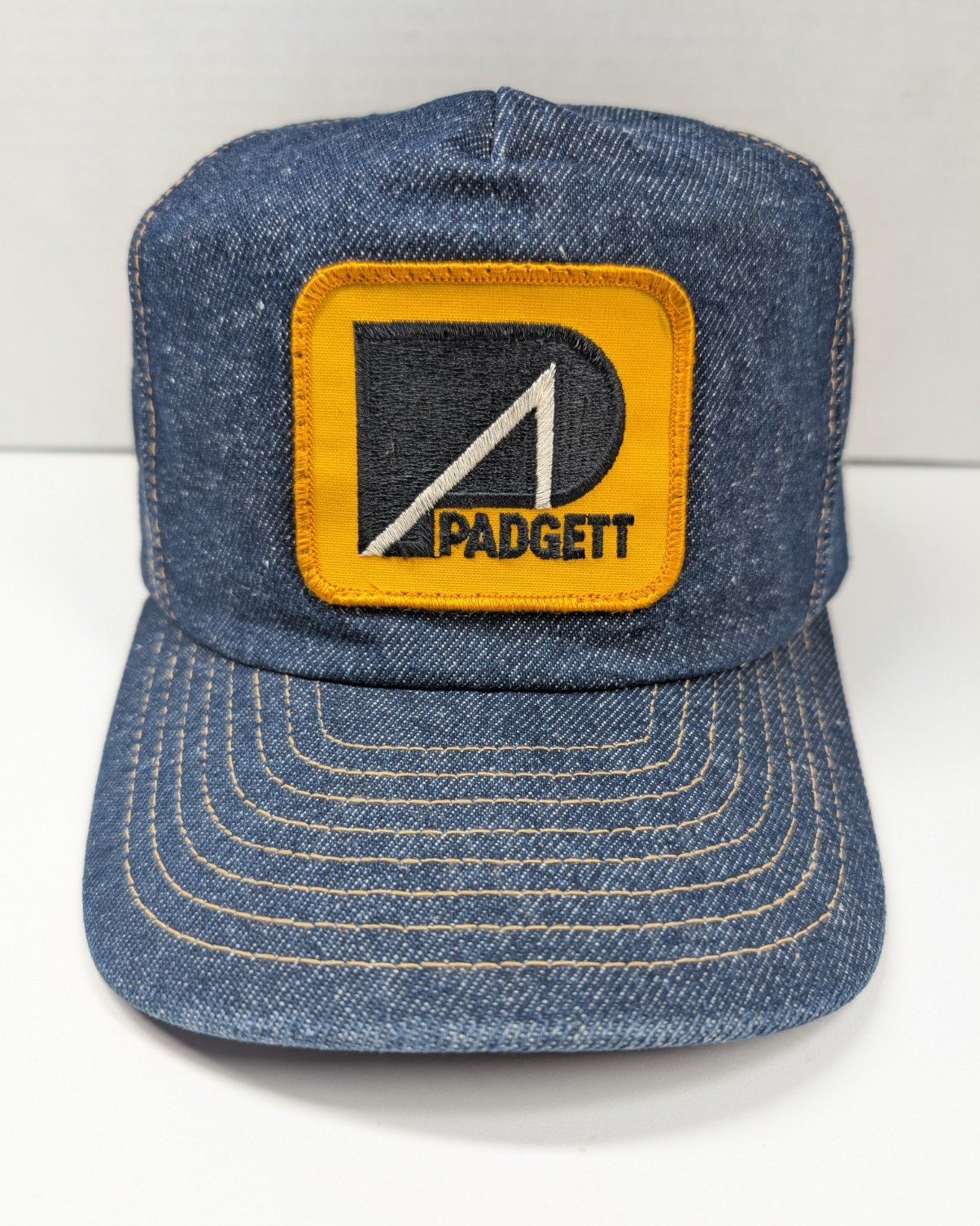 Vintage 80s Padgett Denim Snapback Hat Louisville Mfg Co Crane Steel Workers Cap