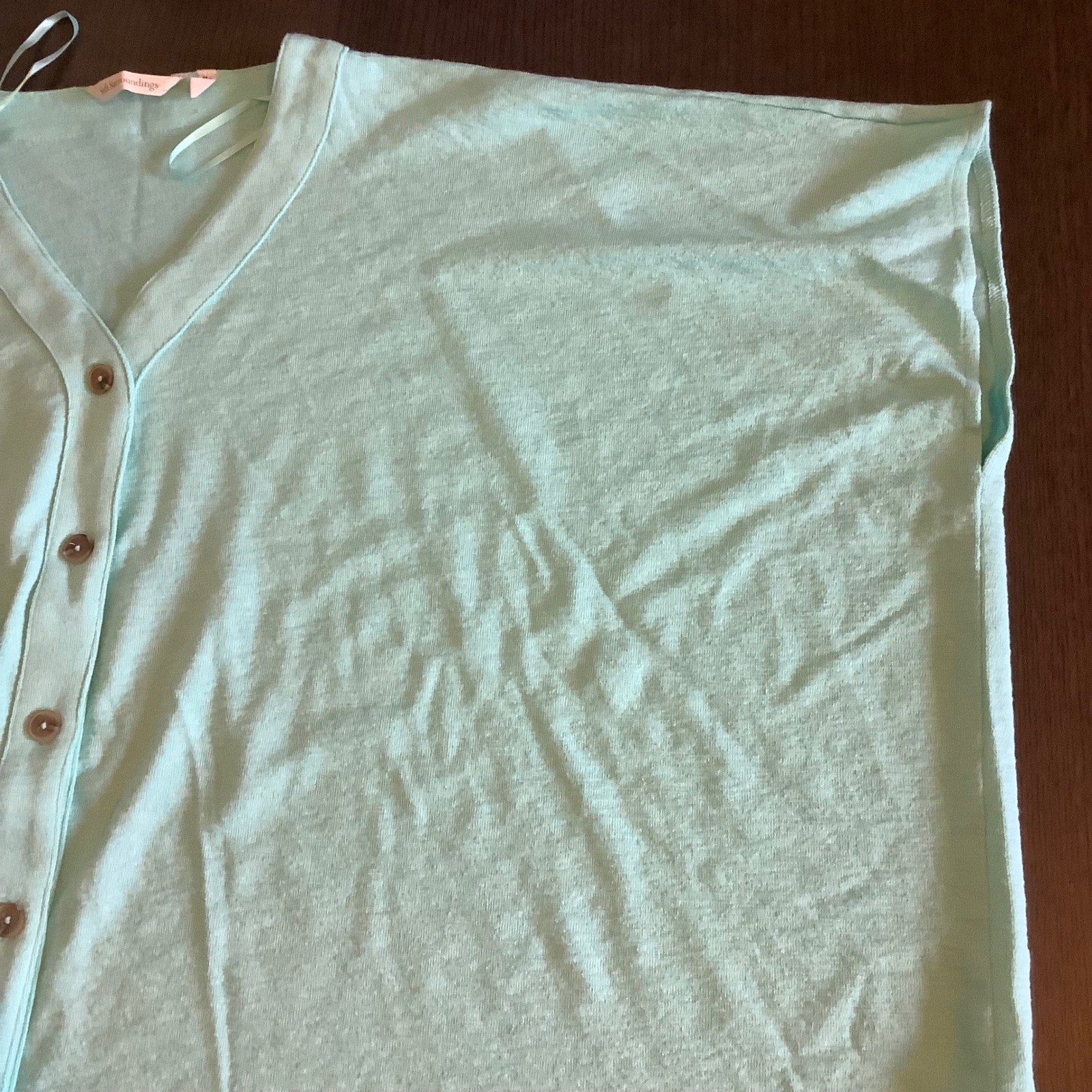 Soft Surroundings Aqua Blue Slub Knit Button Front Poncho Top PL PXL
