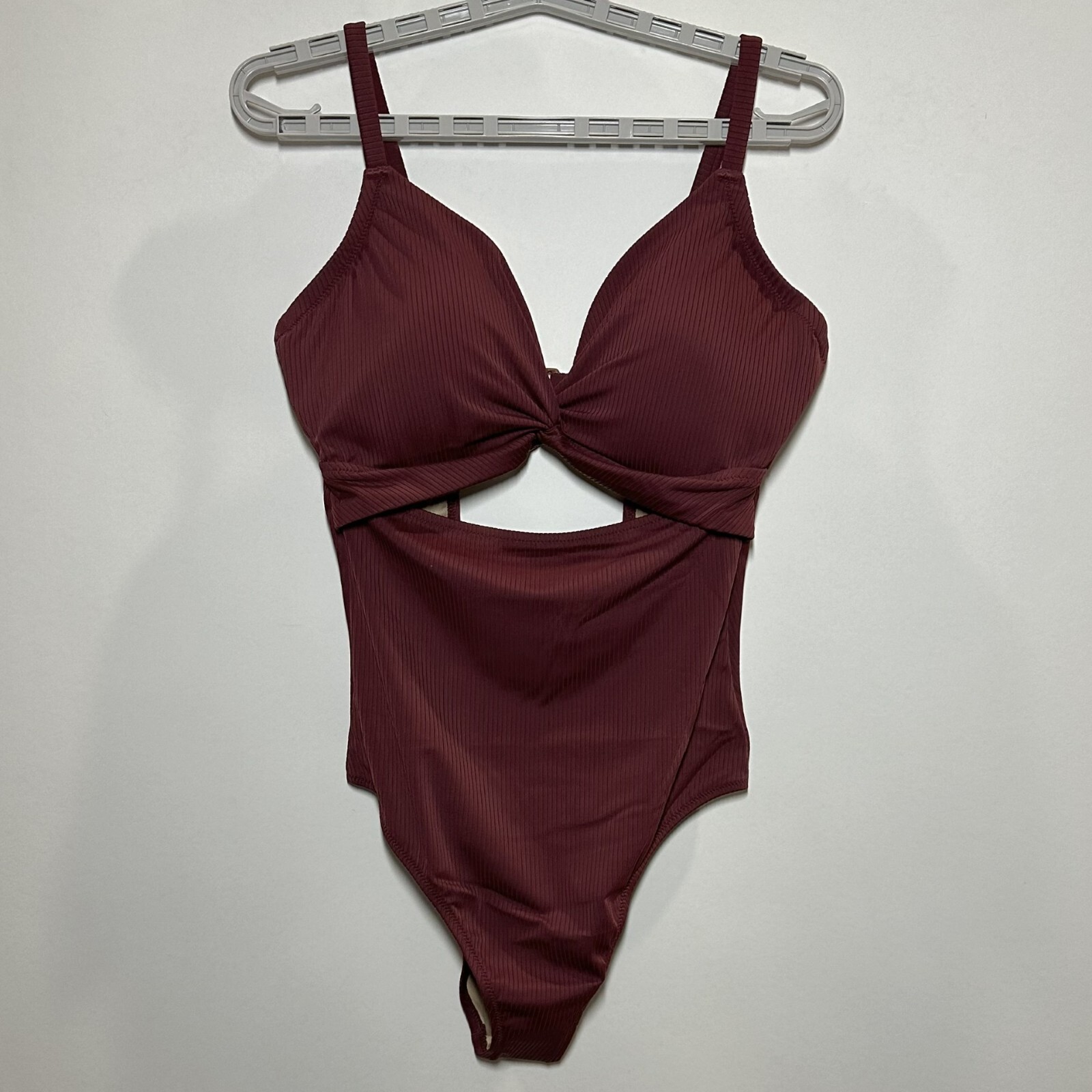 Women’s Plunge Cut Out One Piece Swimsuit – Shade & Shore Dark Red 36DD
