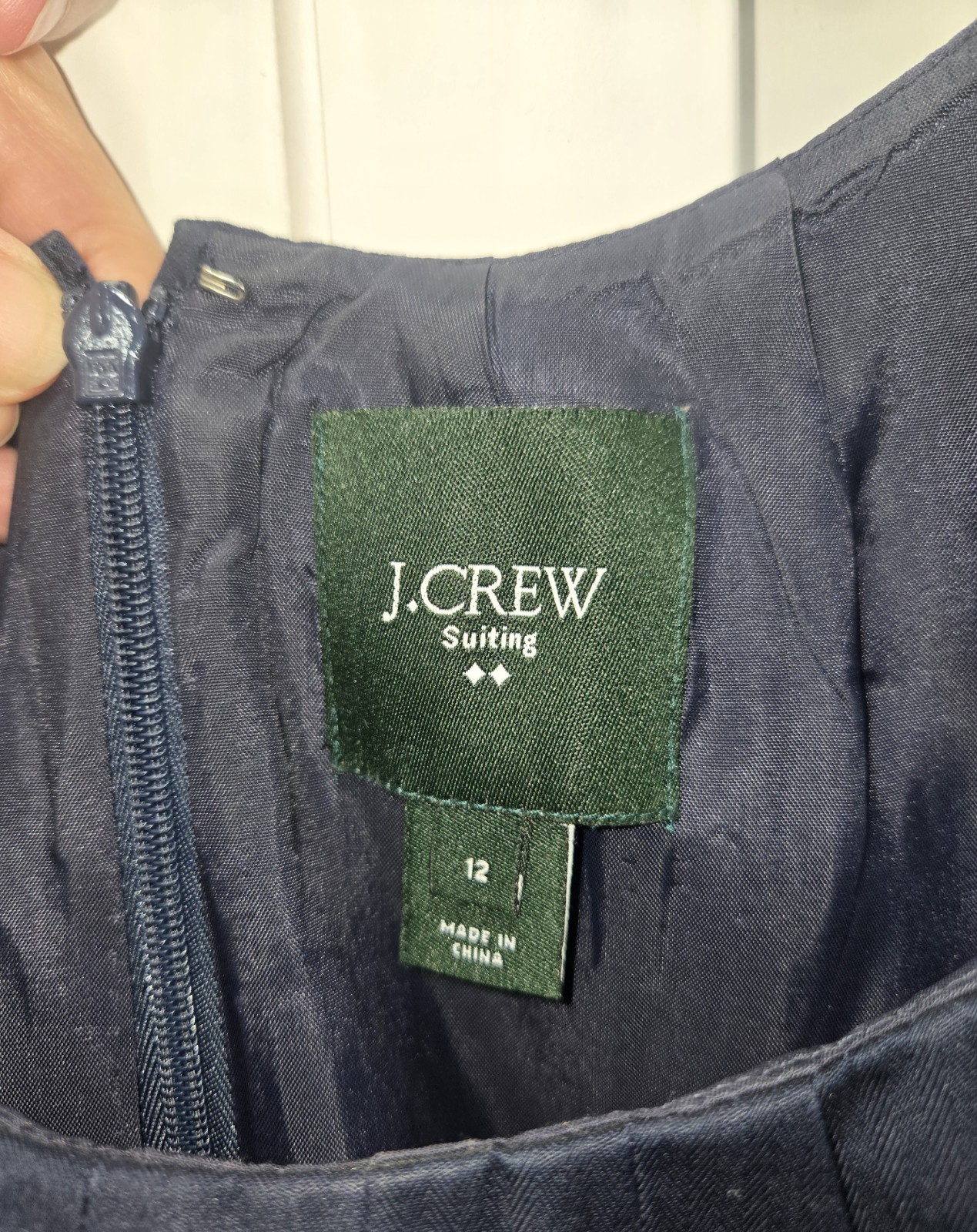 J.Crew Suiting Navy Solid Sheath Dress Scoop Neck Sleeveless Knee length, Sz 12