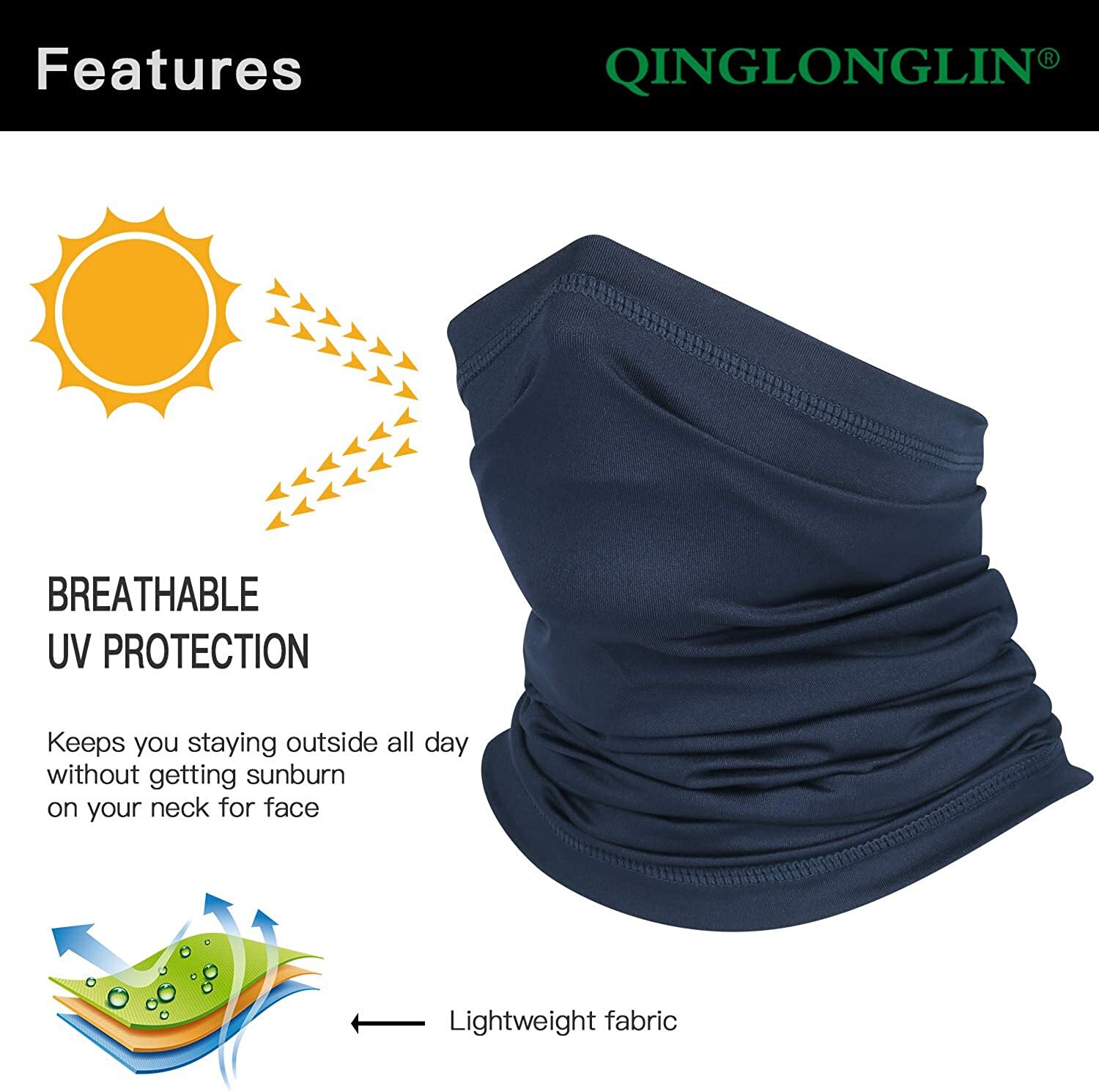 Neck Gaiter Elastic Face Mask Breathable UV Protection Scarf for Running Cycling