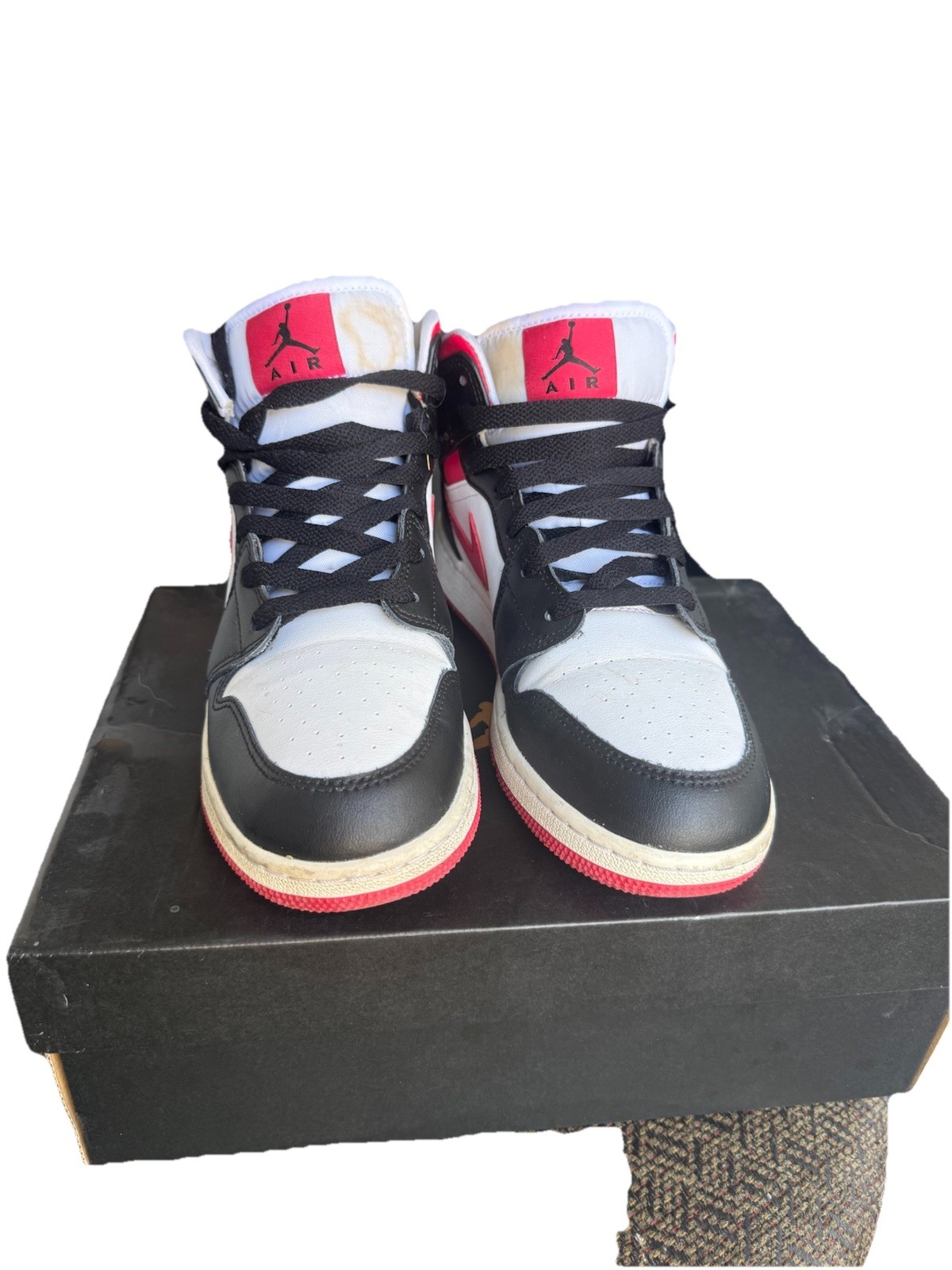 Nike Air Jordan 1 Mid Very Berry Red Black Youth Gs Size 7Y