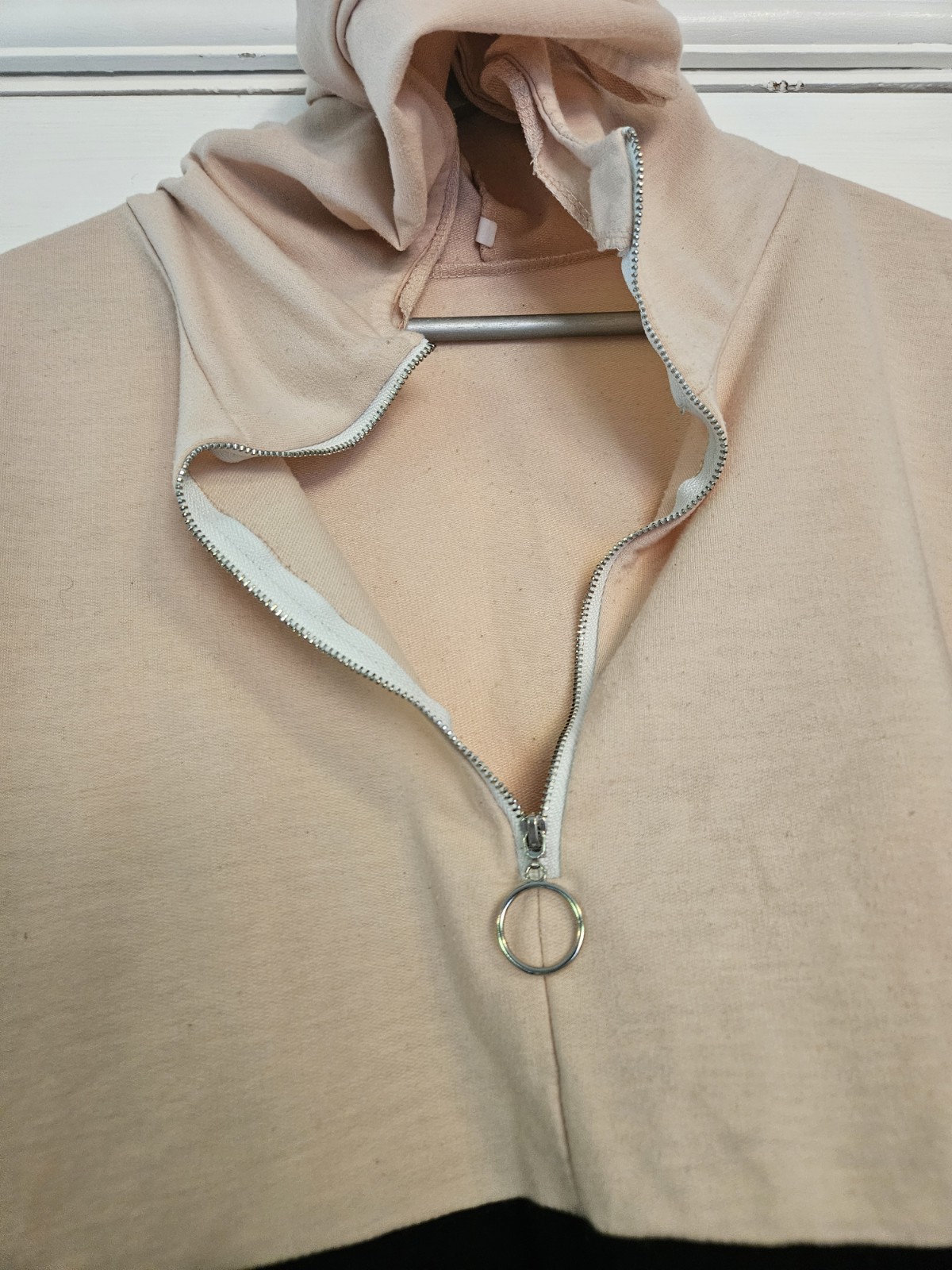 Lightweight summer colour block 1/4 zip hoody pink white black size medium
