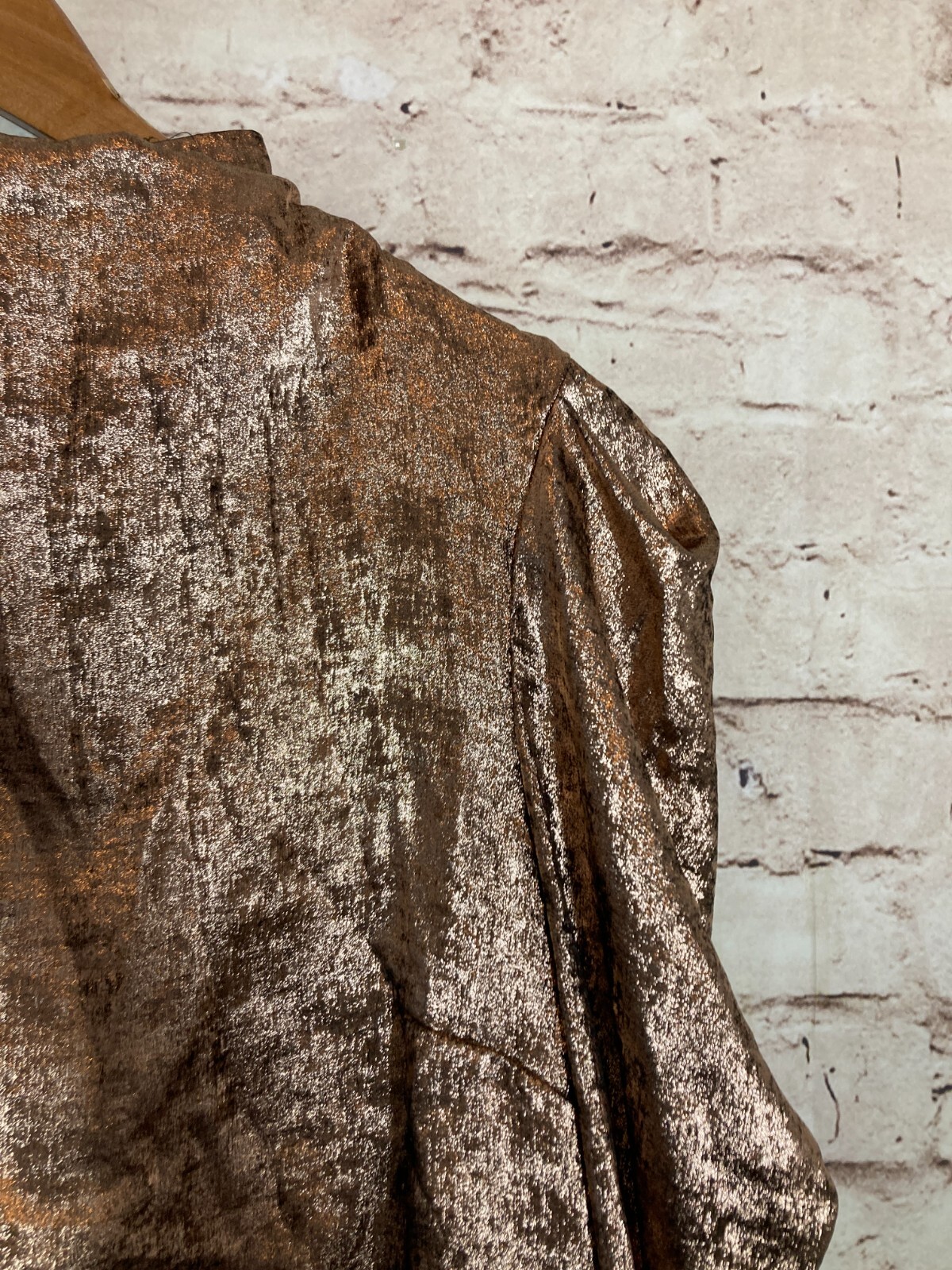 Future Collective Kahlana Barfield Brown Top Womens Small Copper Satin Shimmer