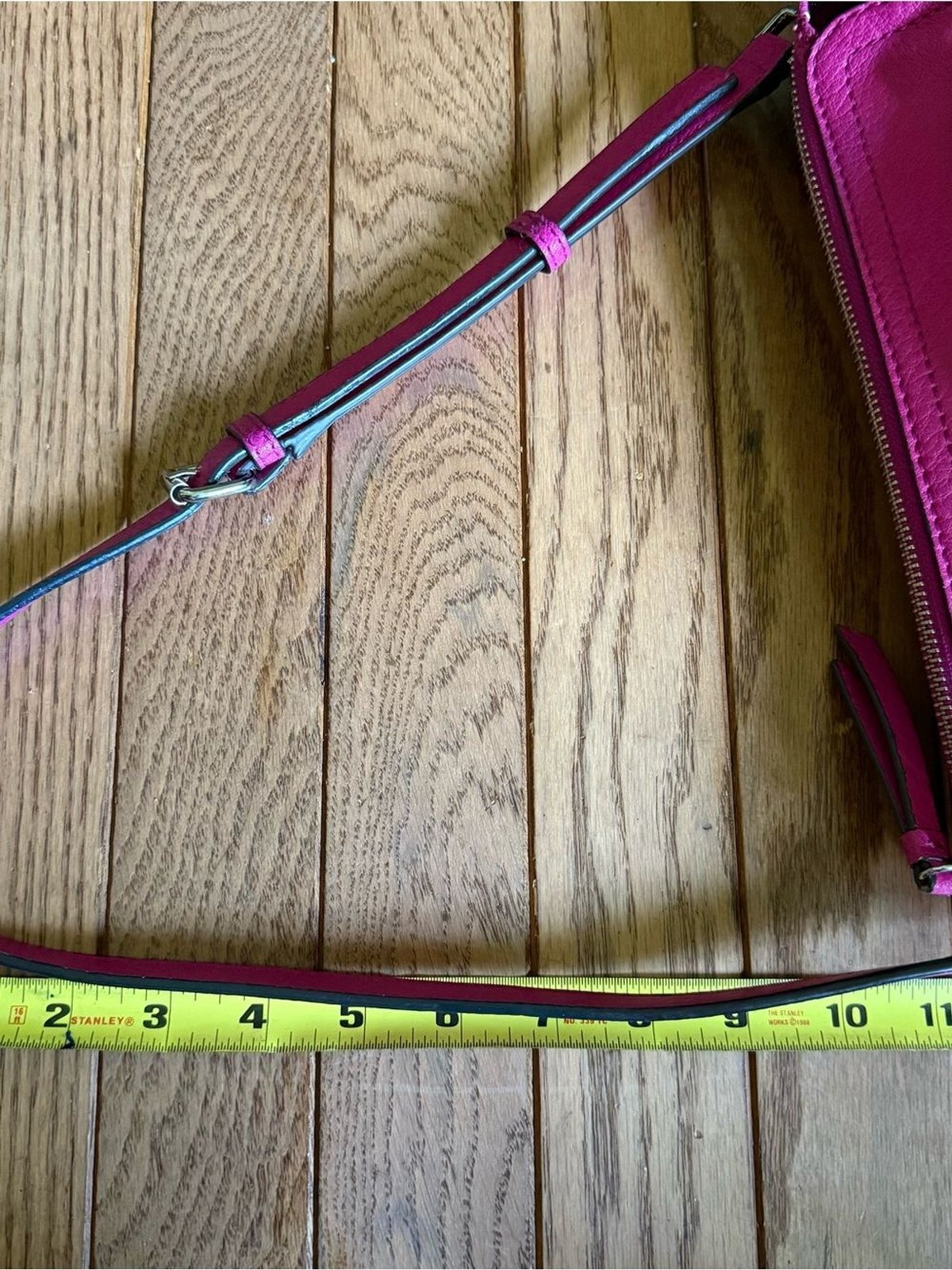 Calvin Klein Bright Fuchsia Pebbled Leather Satchel Tote with Silver Hardware