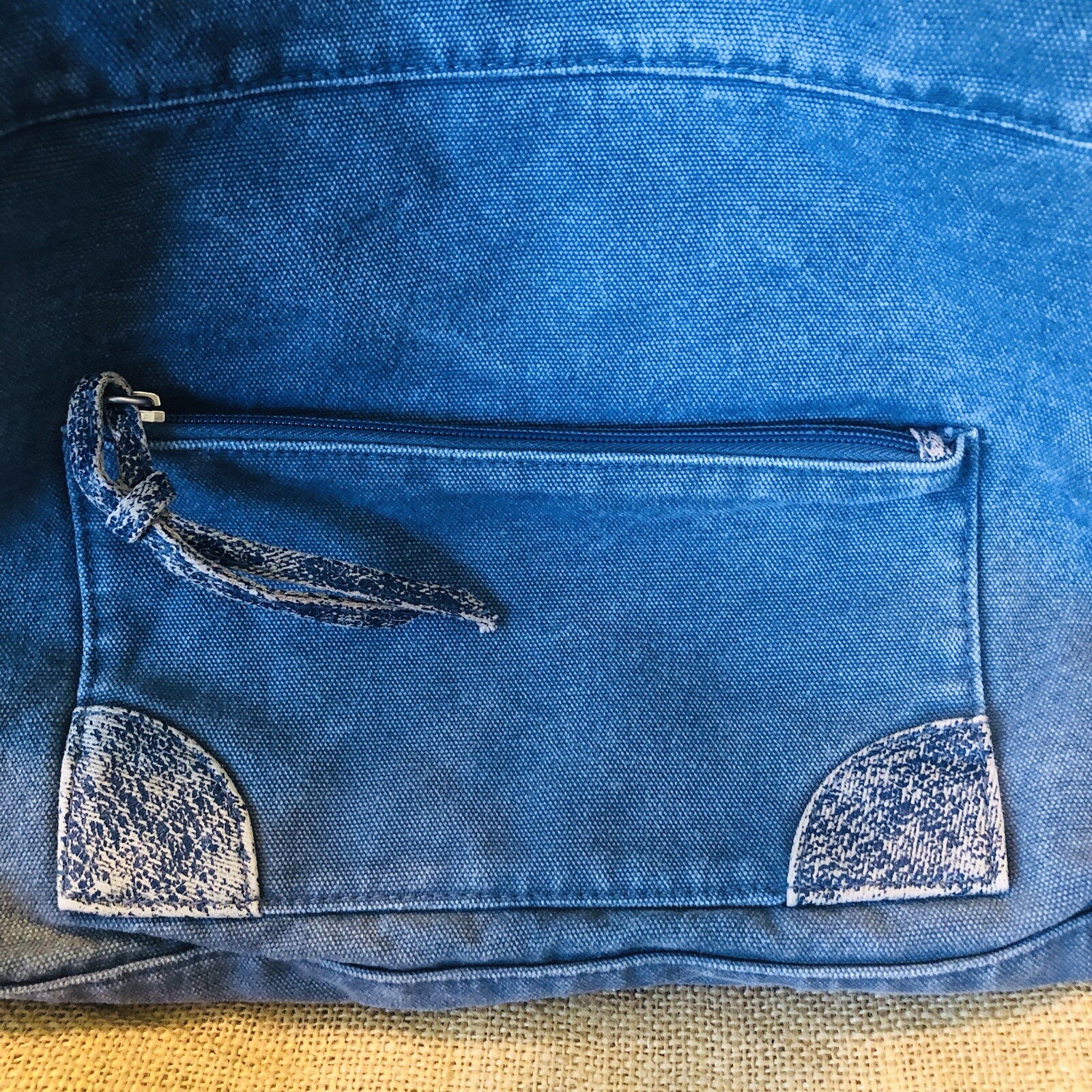 Denim Canvas Shoulderbag Blue Large or crossbody pockets Sturdy