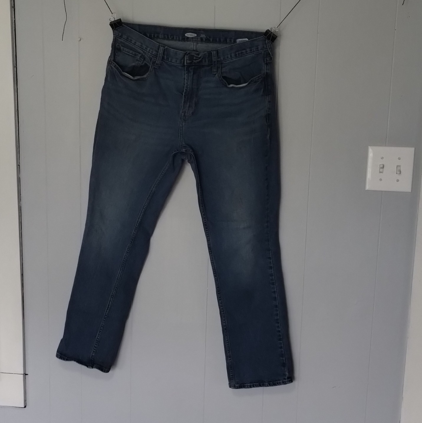 Old Navy Straight Fit Built-In Flex Blue Denim Jeans Mid Rise 5-Pocket