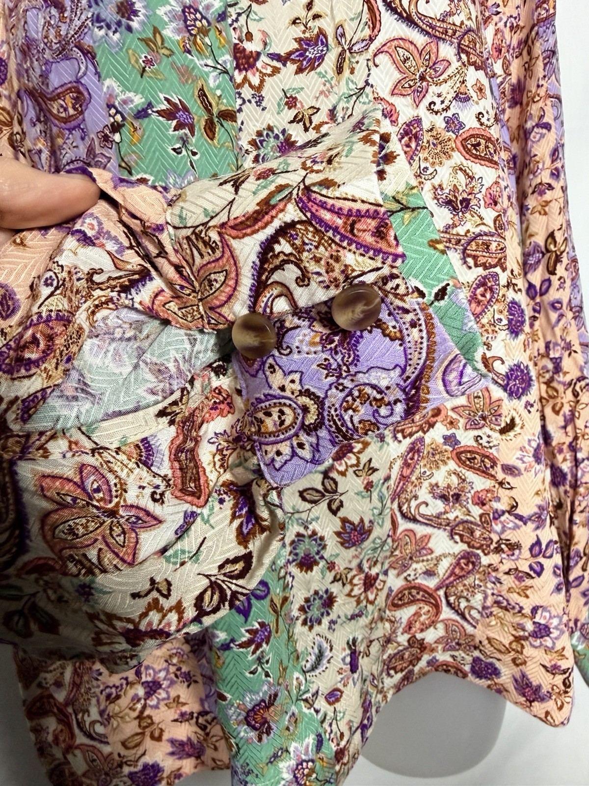 LOFT Women’s Floral Paisley Blouse Top Long Sleeve Lightweight Boho Chic