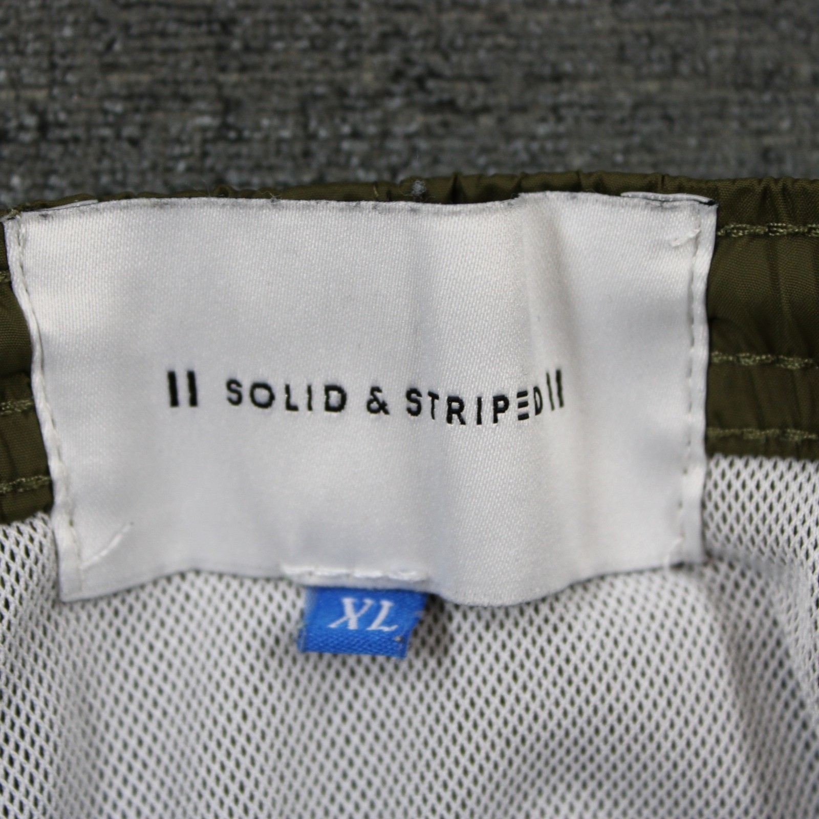 Solid & Striped Mens Swim Trunks Olive Green Mesh Lined Pockets Size XL