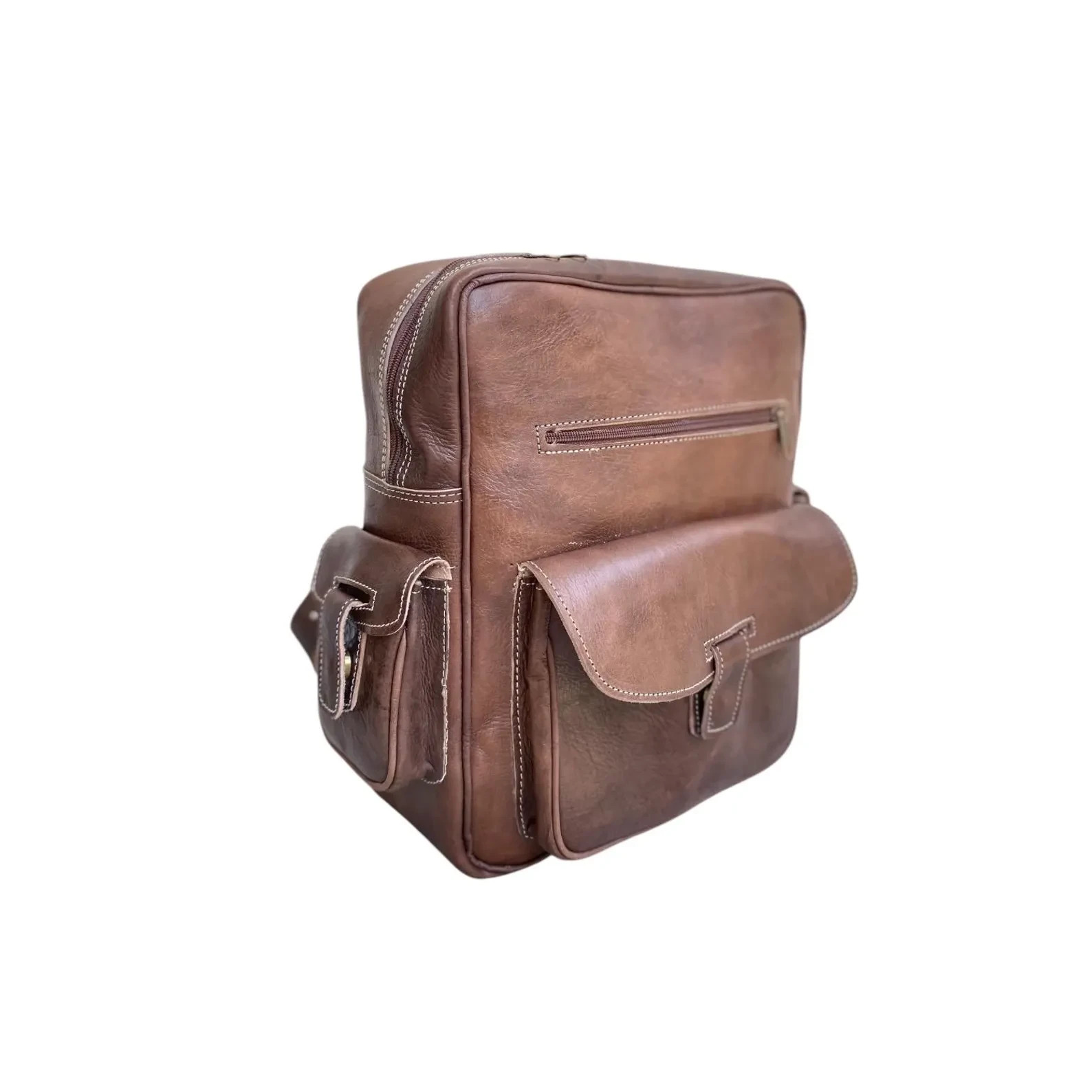 Handcrafted Genuine Leather Square Backpack – Brown | 38cm x 30cm