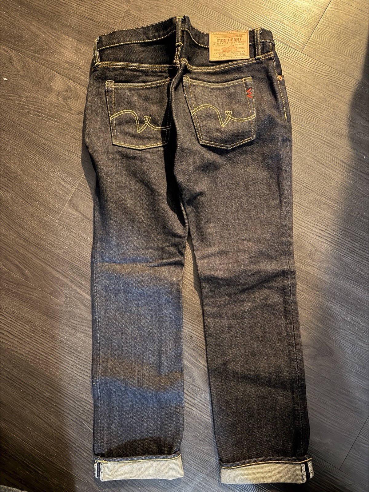 Iron Heart 21oz Extra Heavy Selvedge Denim Jeans Dark Blue Straight Button Fly