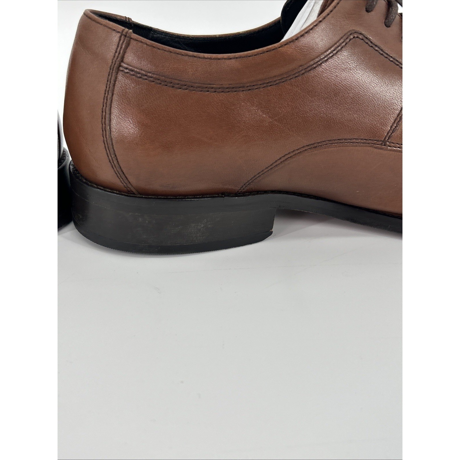 Johnston & Murphy Mens Brown Leather Cap Toe Oxford Dress Shoes Size 12W
