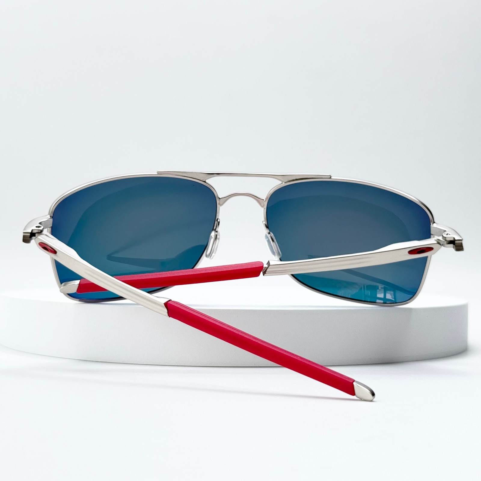 Oakley Gauge 8 OO4124 Chrome Frame Ruby Iridium Polarized Sunglasses