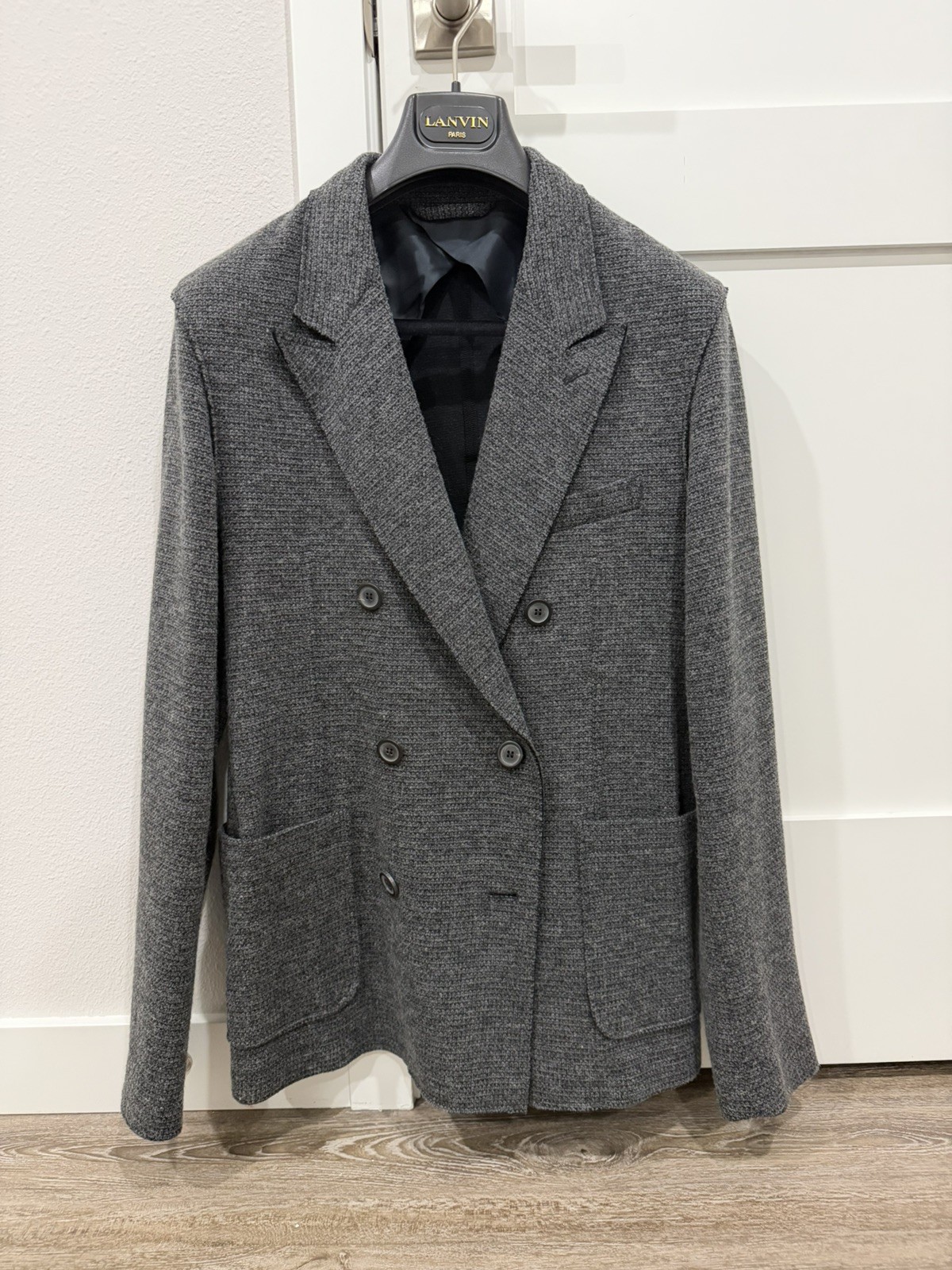 Lanvin Men’s Deconstructed Double-Breasted Blazer Jacket In Grey Size 48R $1595
