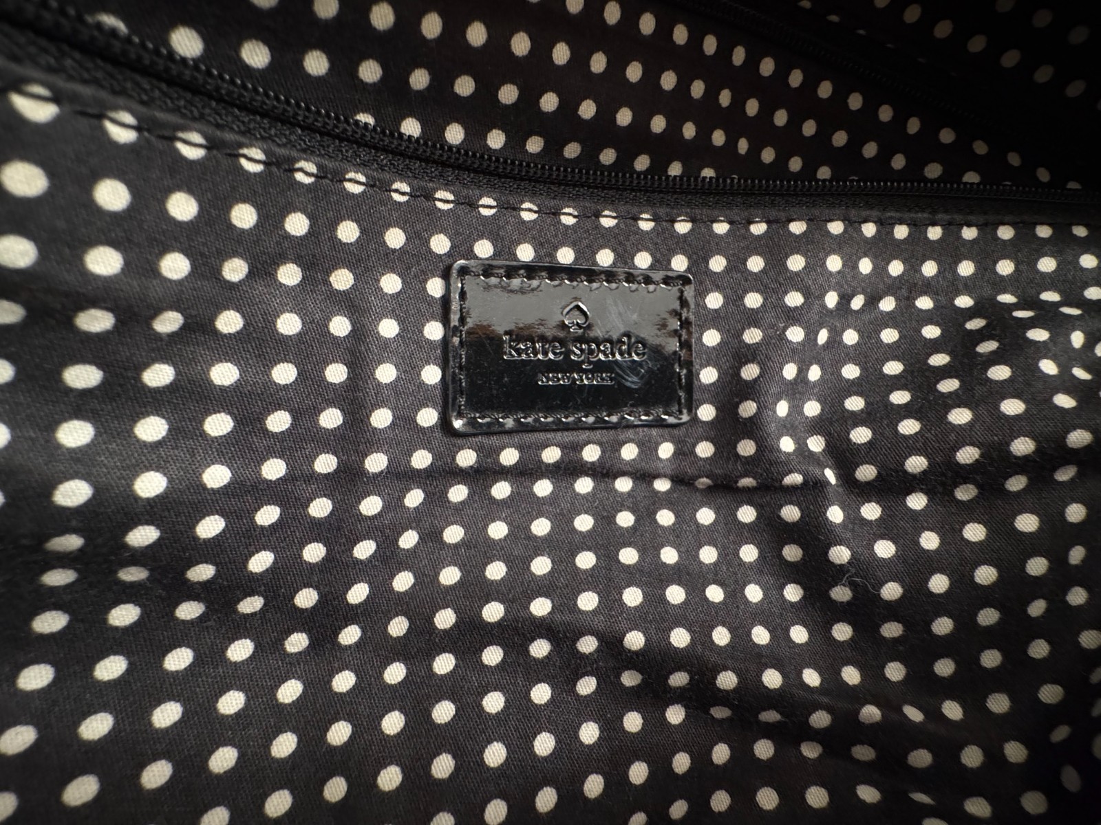 Kate Spade Authentic Handbag Purse Black Polka Dots, medium size