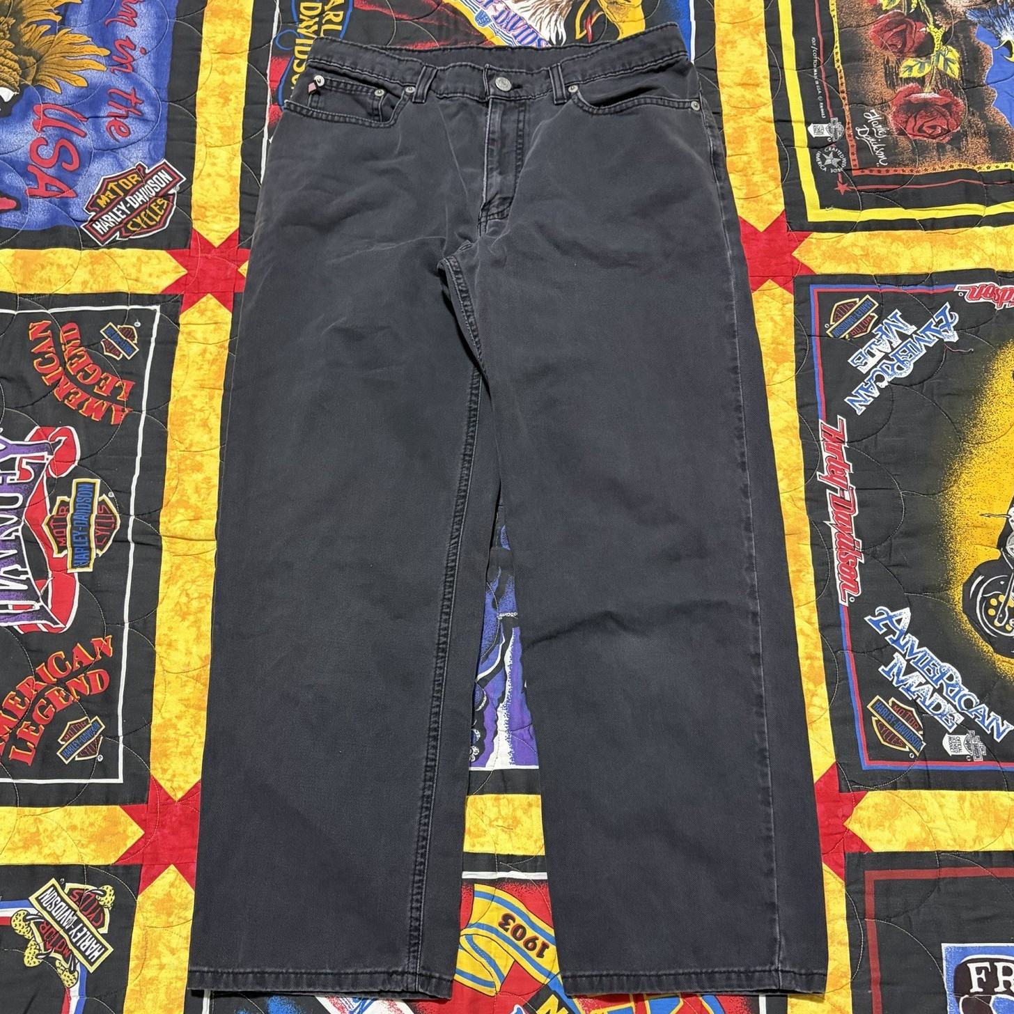 Polo Jeans Co. Ralph Lauren Unisex Black Slacks Chino Relaxed Mid Rise 5-Pocket