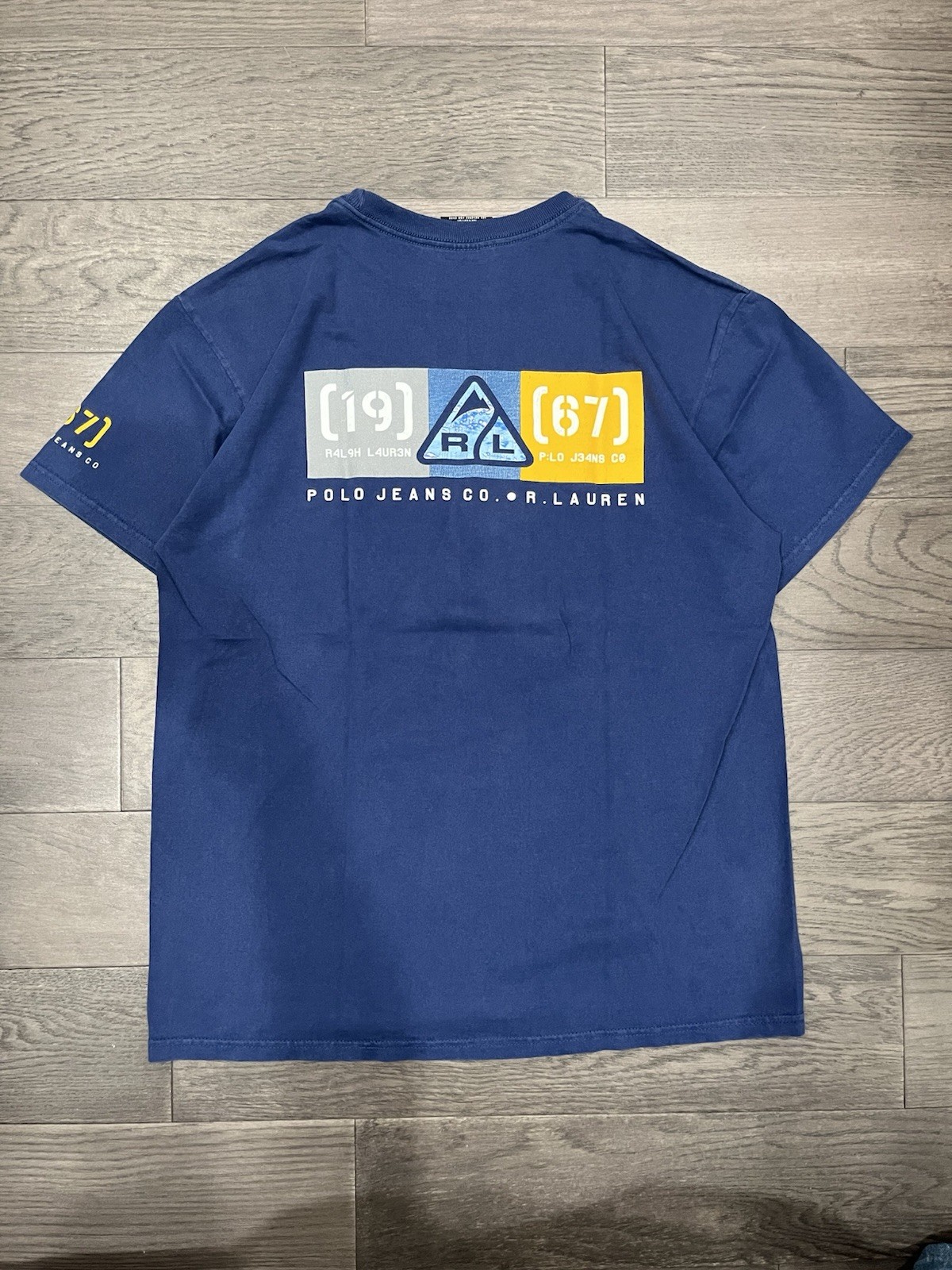 Vintage Y2K 1967 Polo Jeans Co. Ralph Lauren Navy Blue Graphic Shirt, Great Con.
