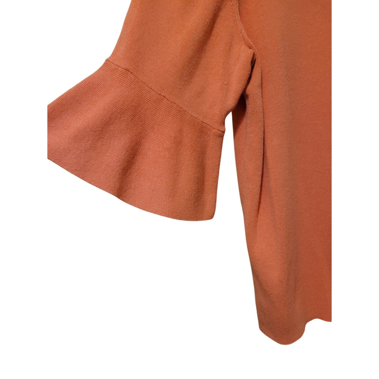 Talbots Womens XL Coral Orange Bell Sleeve Knit Top Cotton Rayon Keyhole Back