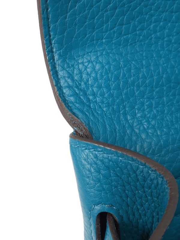 Hermes Kelly 40 Taurillon Clemence Blue Shoulder Bag Silver Hardware #TB1457