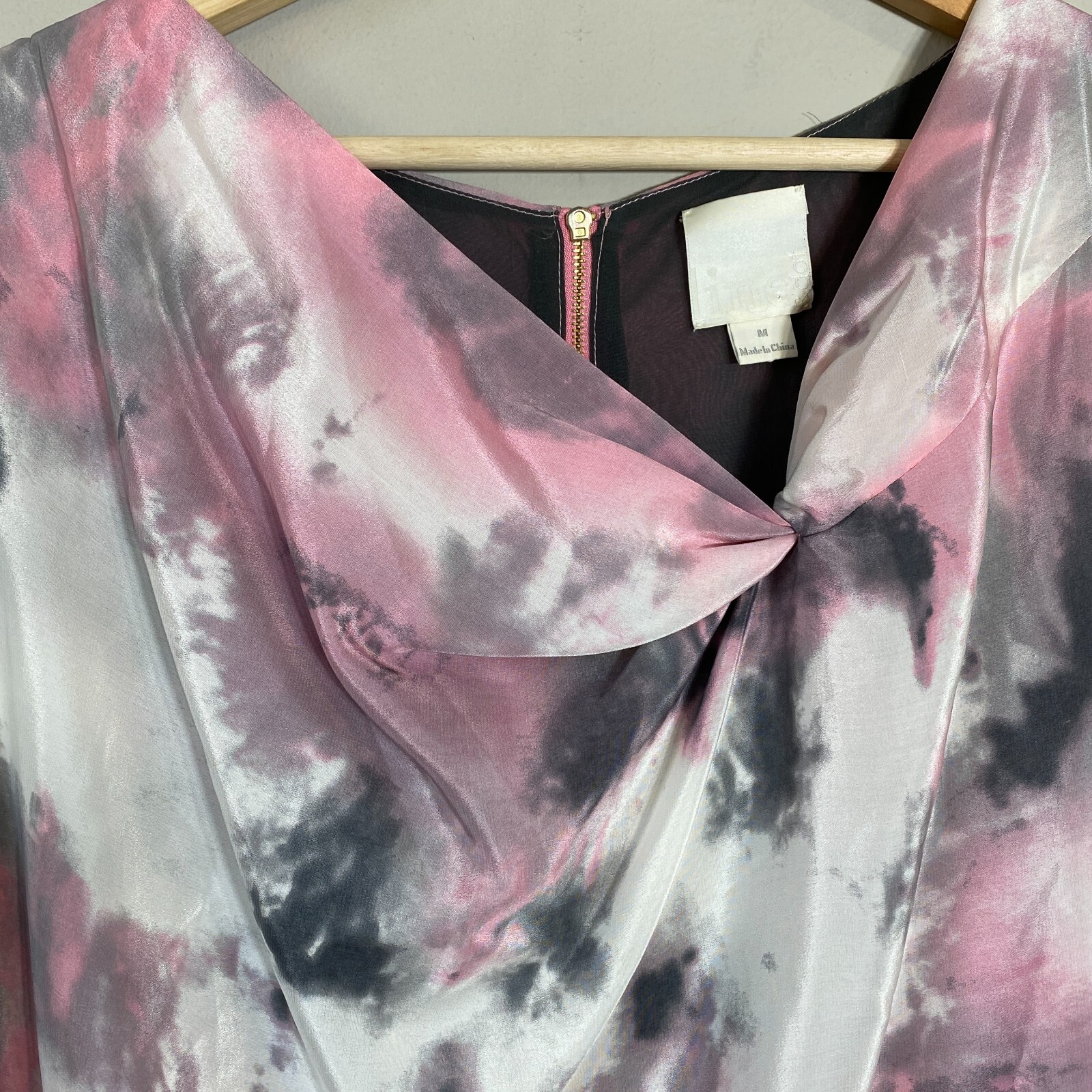 Line & Dot 100% Silk Sleeveless Mini Dress Womens Medium Gray Pink Cocktail